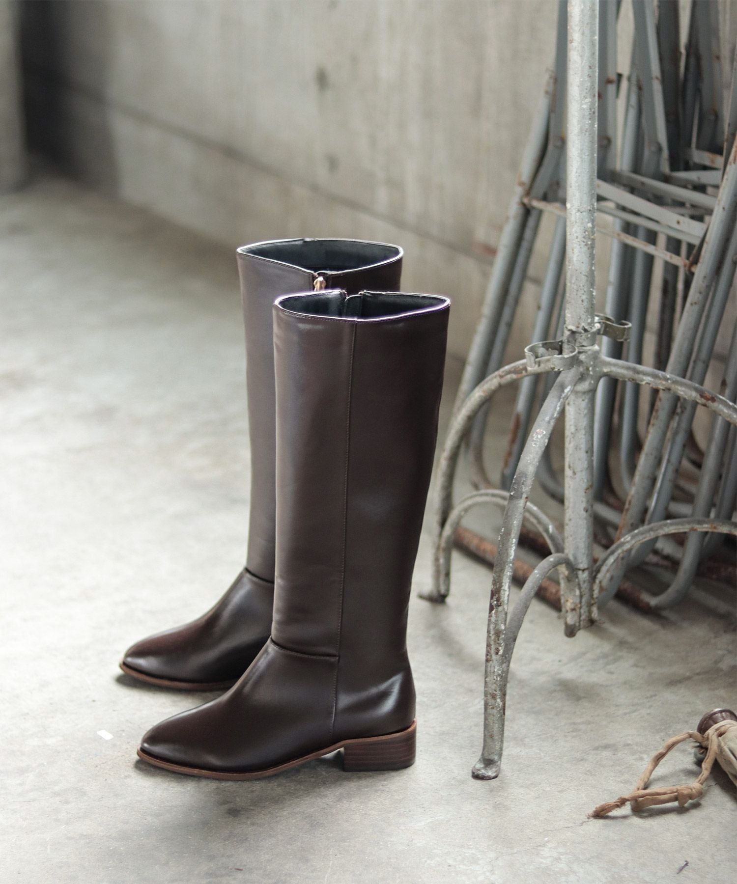 ウッドヒールのジョッパーズロングブーツ