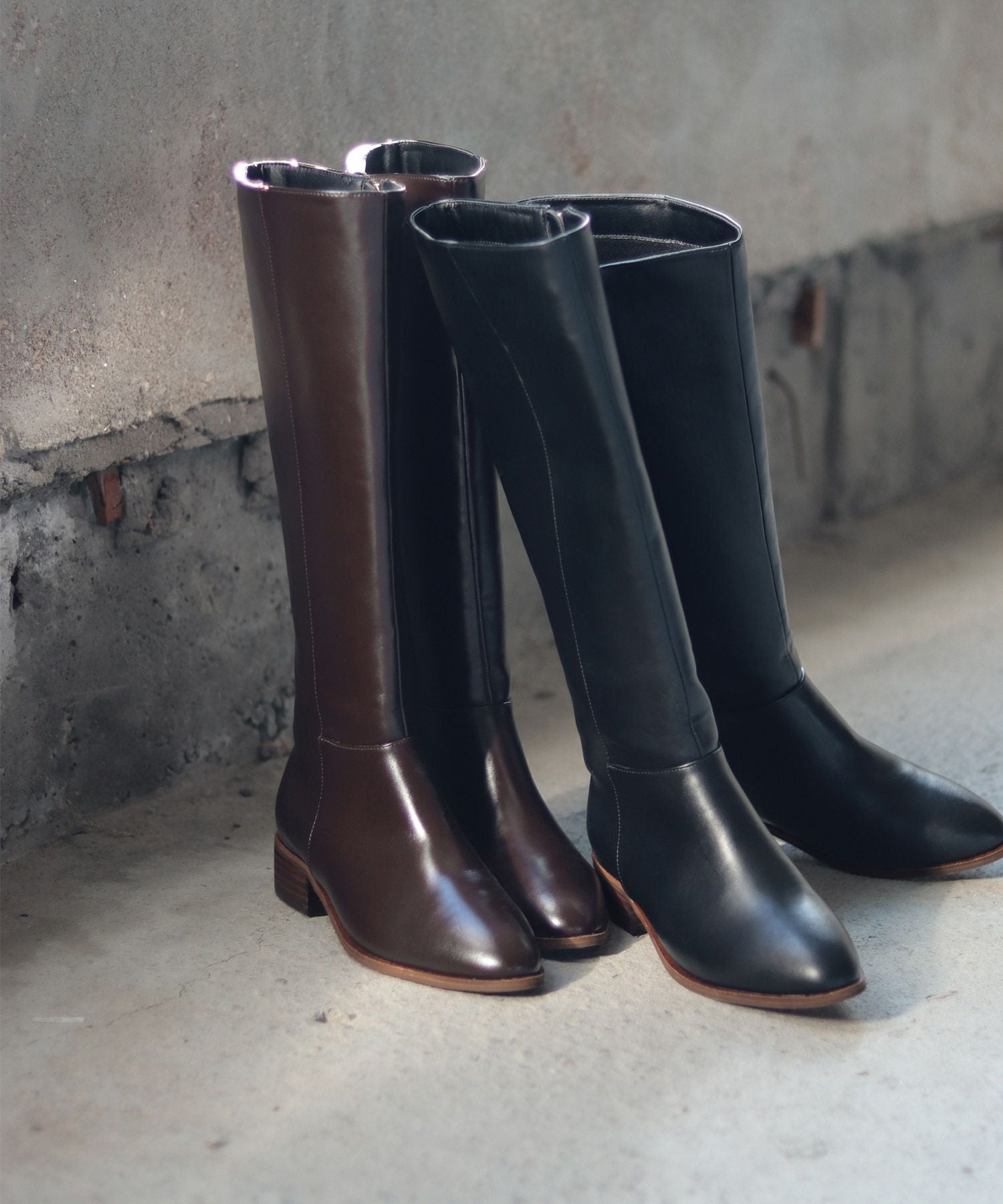 ウッドヒールのジョッパーズロングブーツ