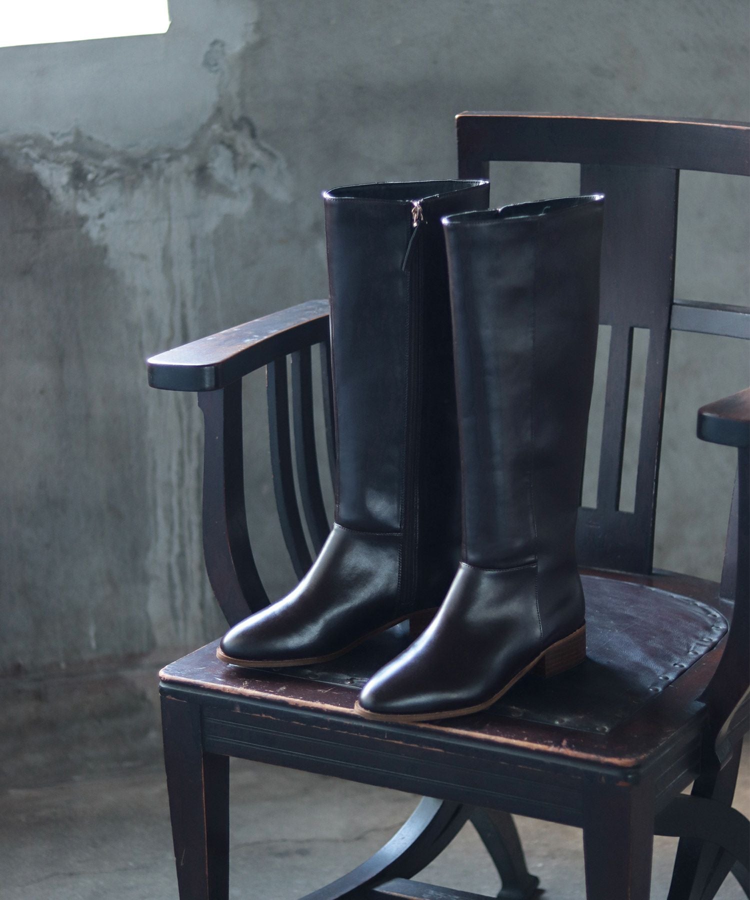 ウッドヒールのジョッパーズロングブーツ