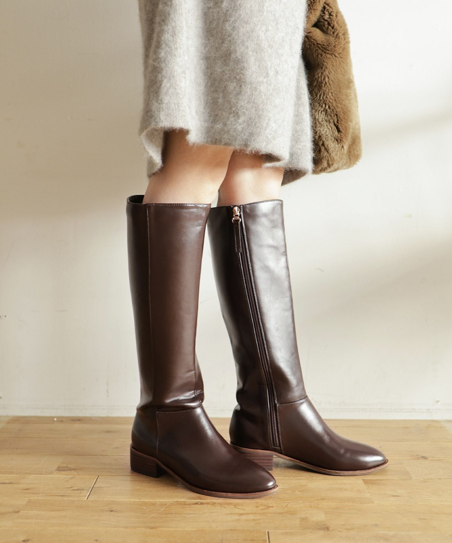 ウッドヒールのジョッパーズロングブーツ