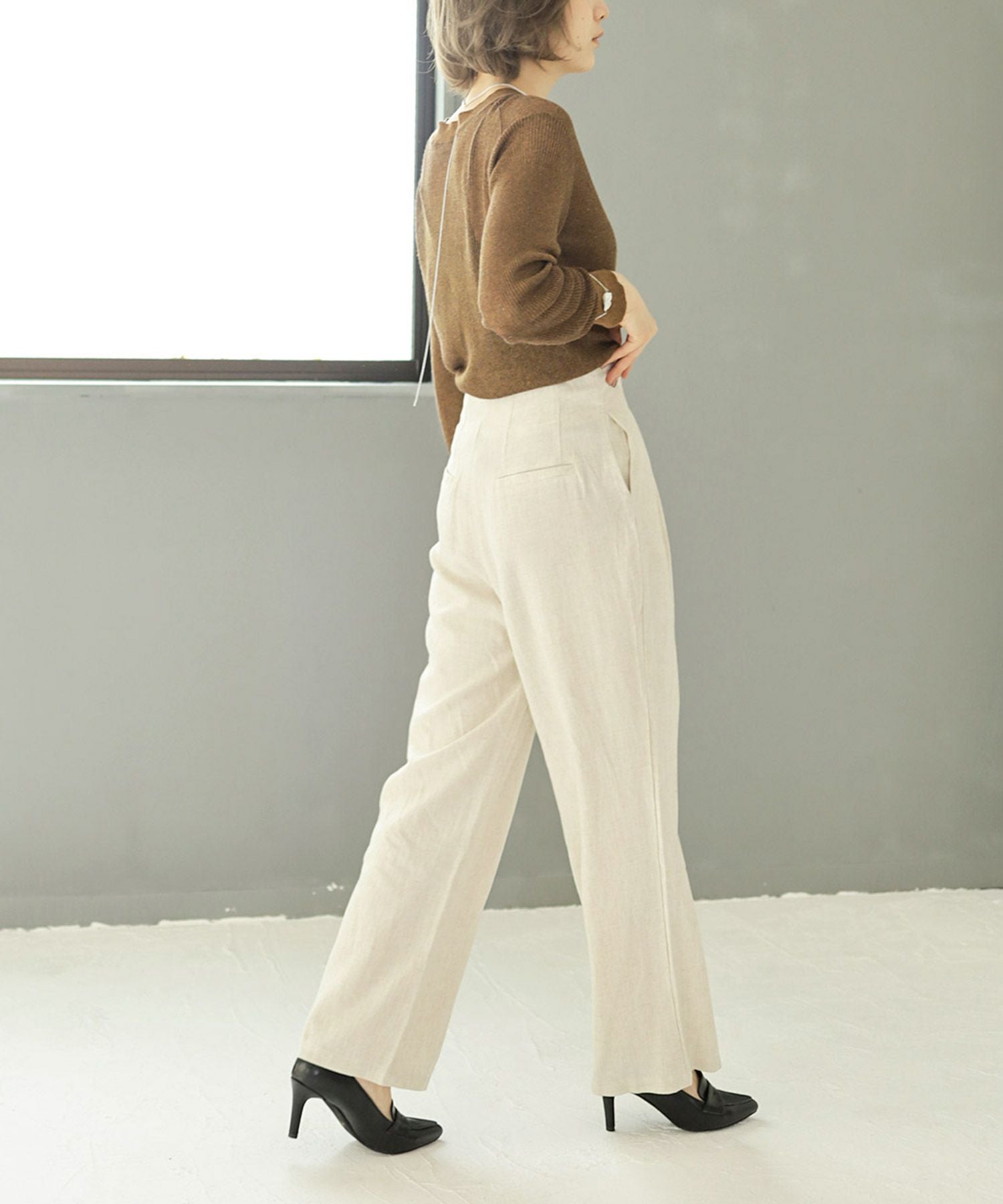 ポインテッドトゥコインローファーパンプス