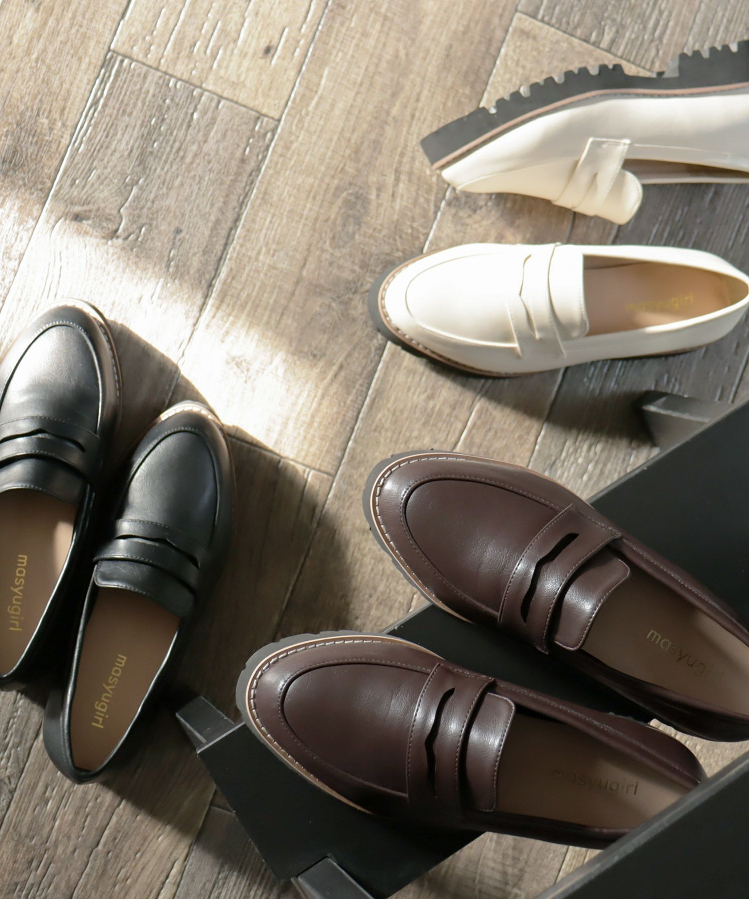 【4E幅広・大きいサイズ】厚底ローファー ▲返品不可