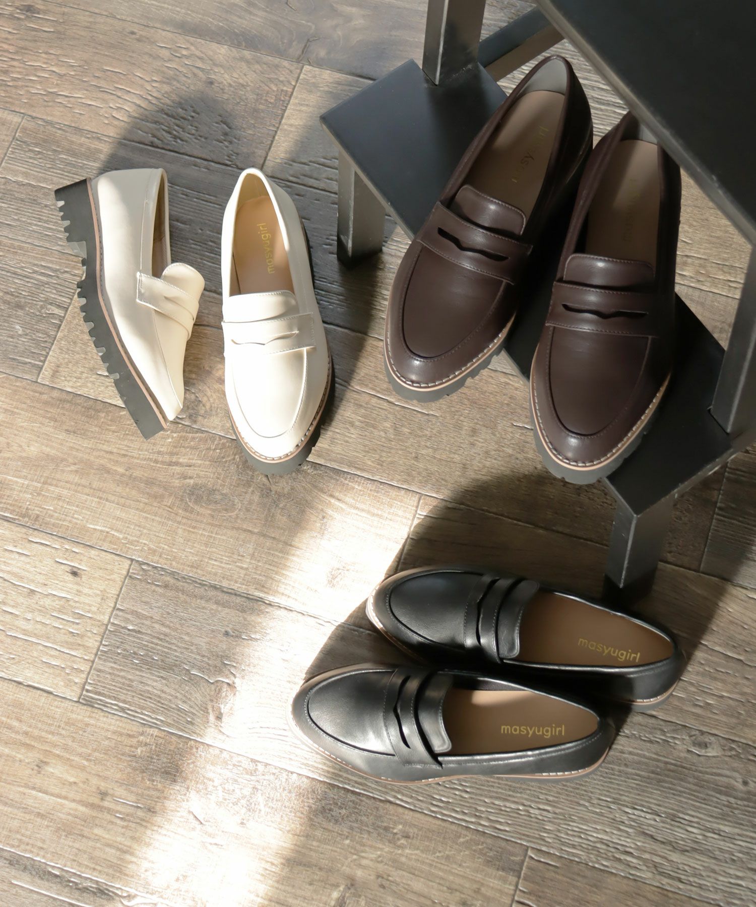 【4E幅広・大きいサイズ】厚底ローファー ▲返品不可