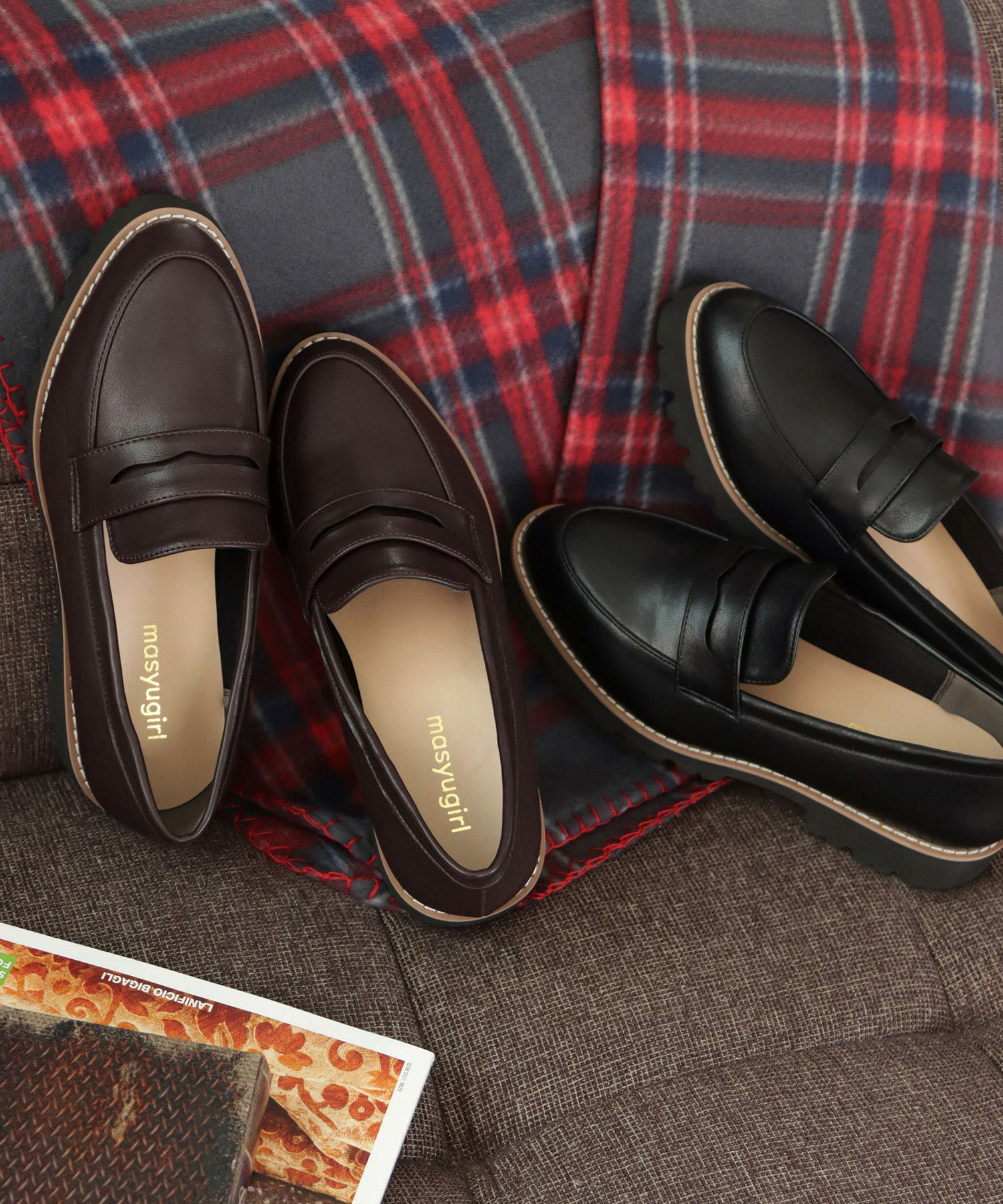 【4E幅広・大きいサイズ】厚底ローファー ▲返品不可