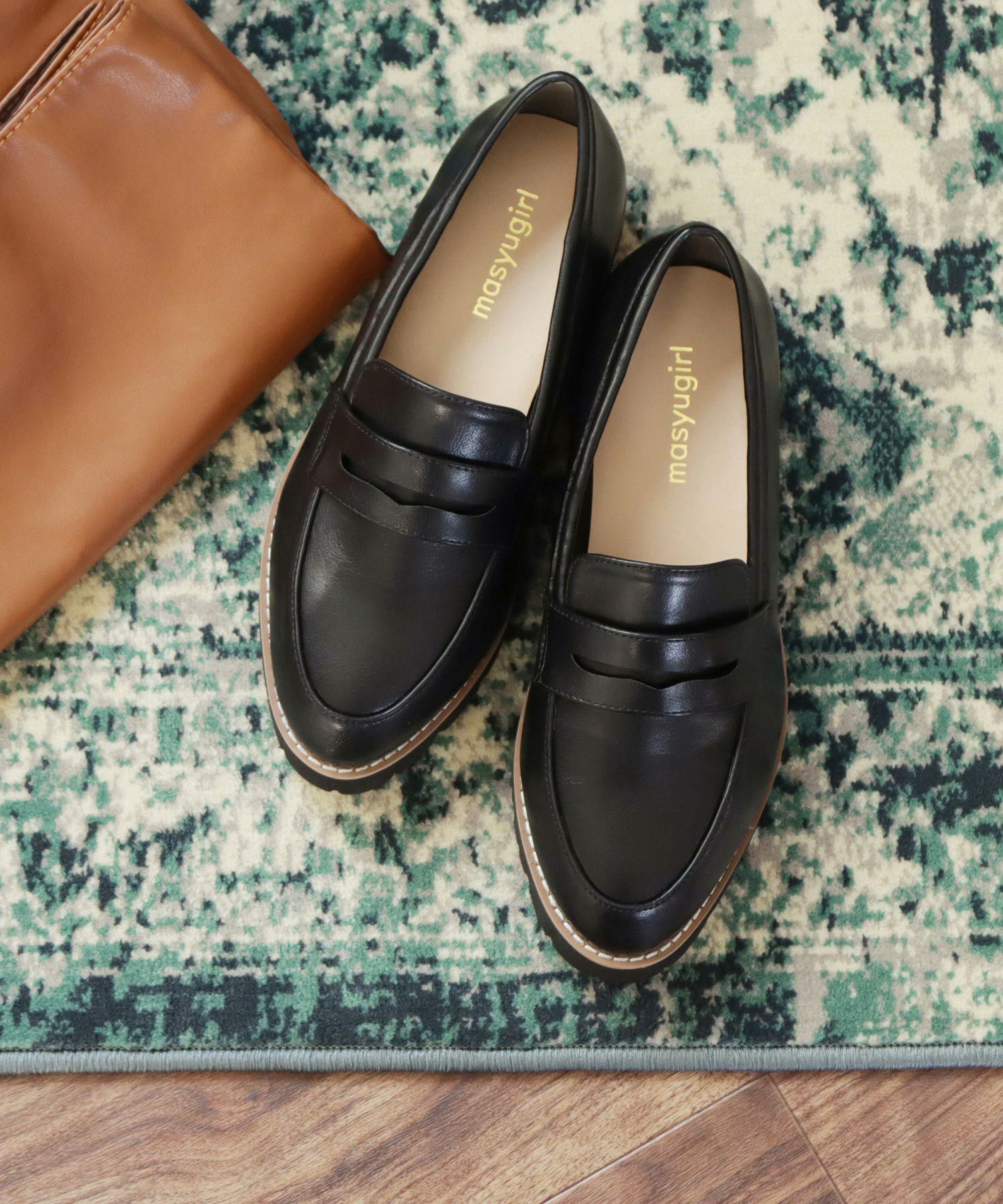 【4E幅広・大きいサイズ】厚底ローファー ▲返品不可