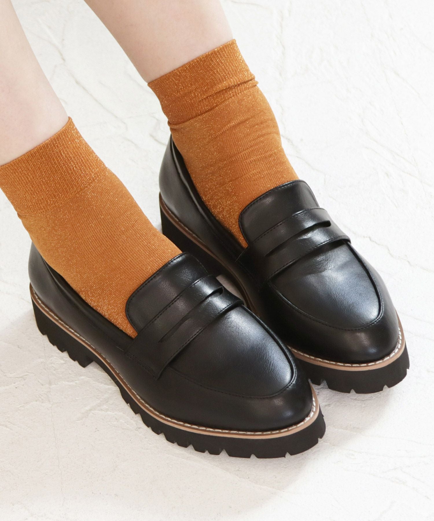 【4E幅広・大きいサイズ】厚底ローファー ▲返品不可