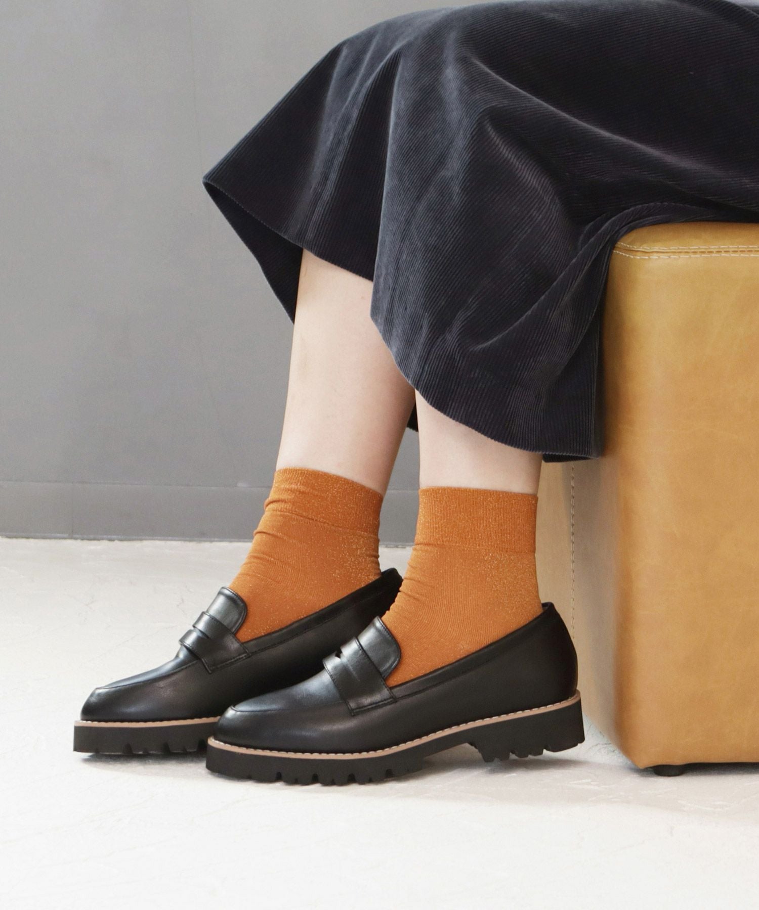 【4E幅広・大きいサイズ】厚底ローファー ▲返品不可