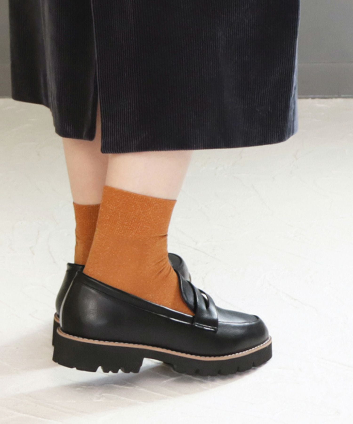 【4E幅広・大きいサイズ】厚底ローファー ▲返品不可