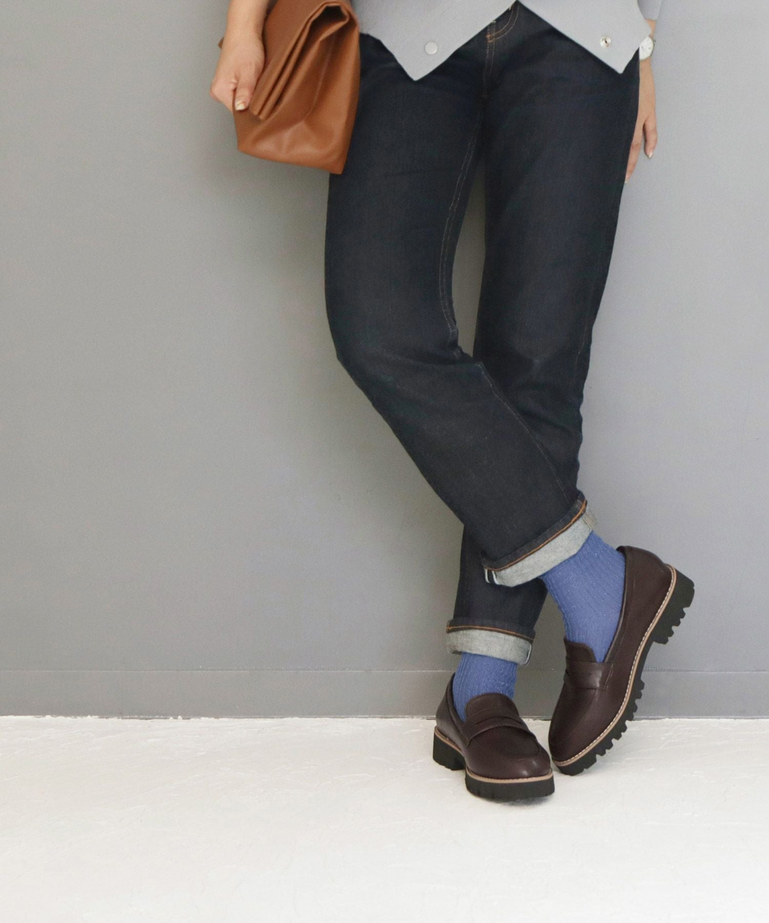 【4E幅広・大きいサイズ】厚底ローファー ▲返品不可