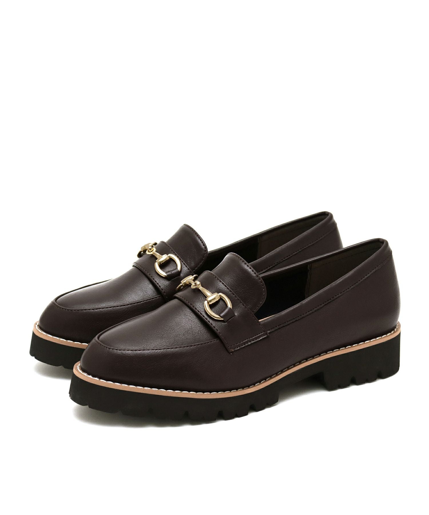 【4E幅広・大きいサイズ】ビットモチーフ厚底ローファー