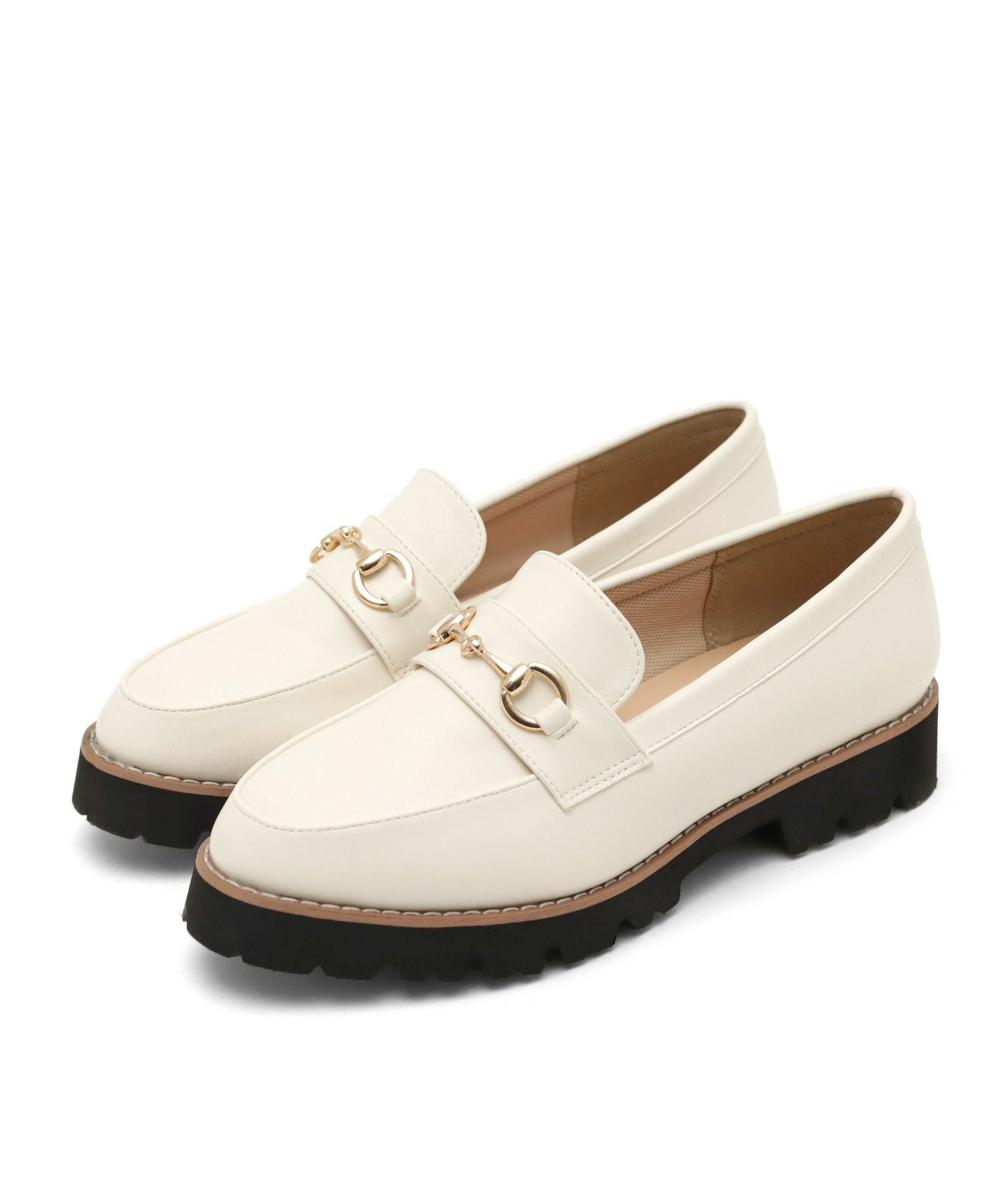 【4E幅広・大きいサイズ】ビットモチーフ厚底ローファー