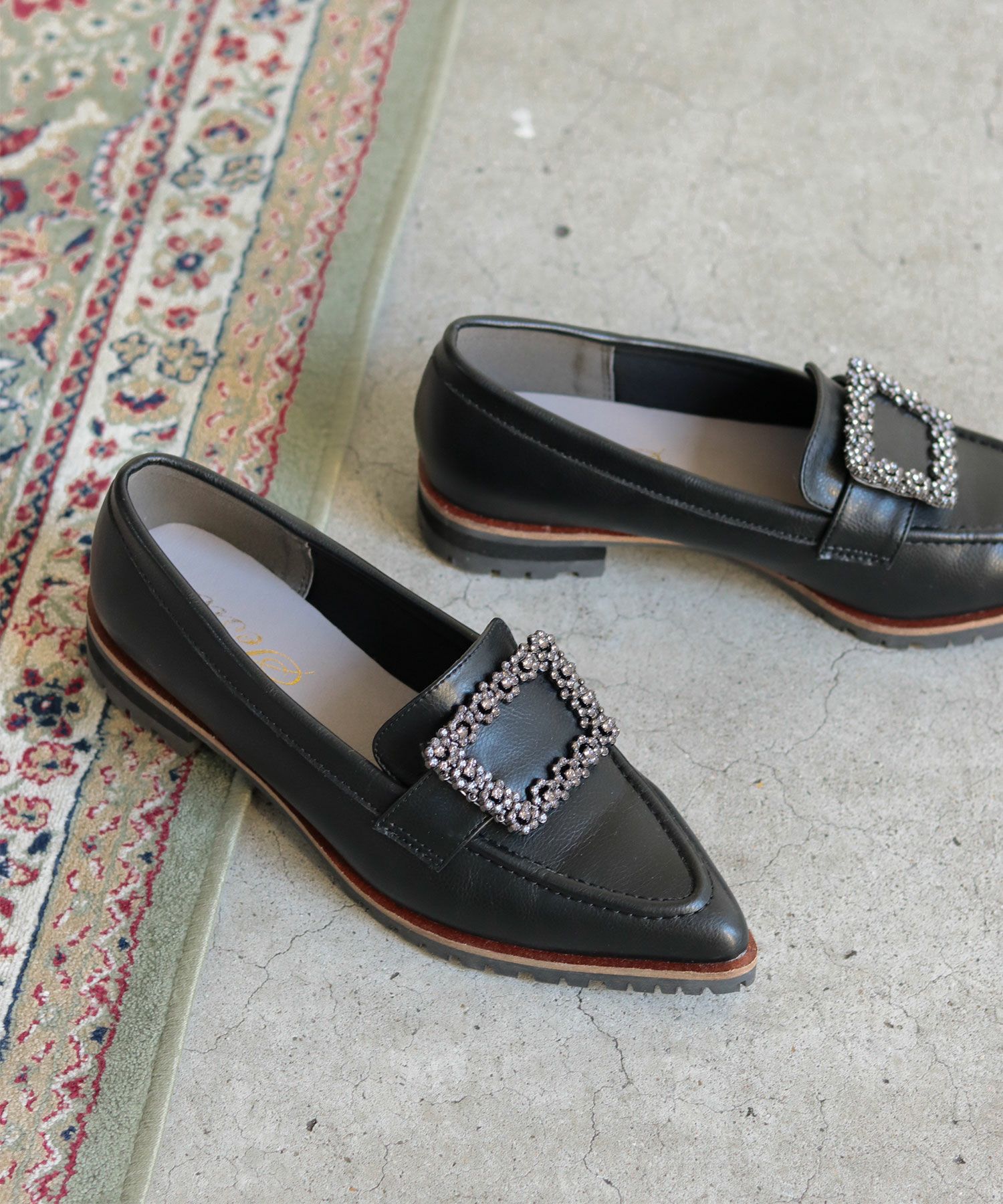 ビジューモチーフ付きトラックソールローファーパンプス【公式ショップ・ZOZOTOWN・amazon限定販売アイテム】