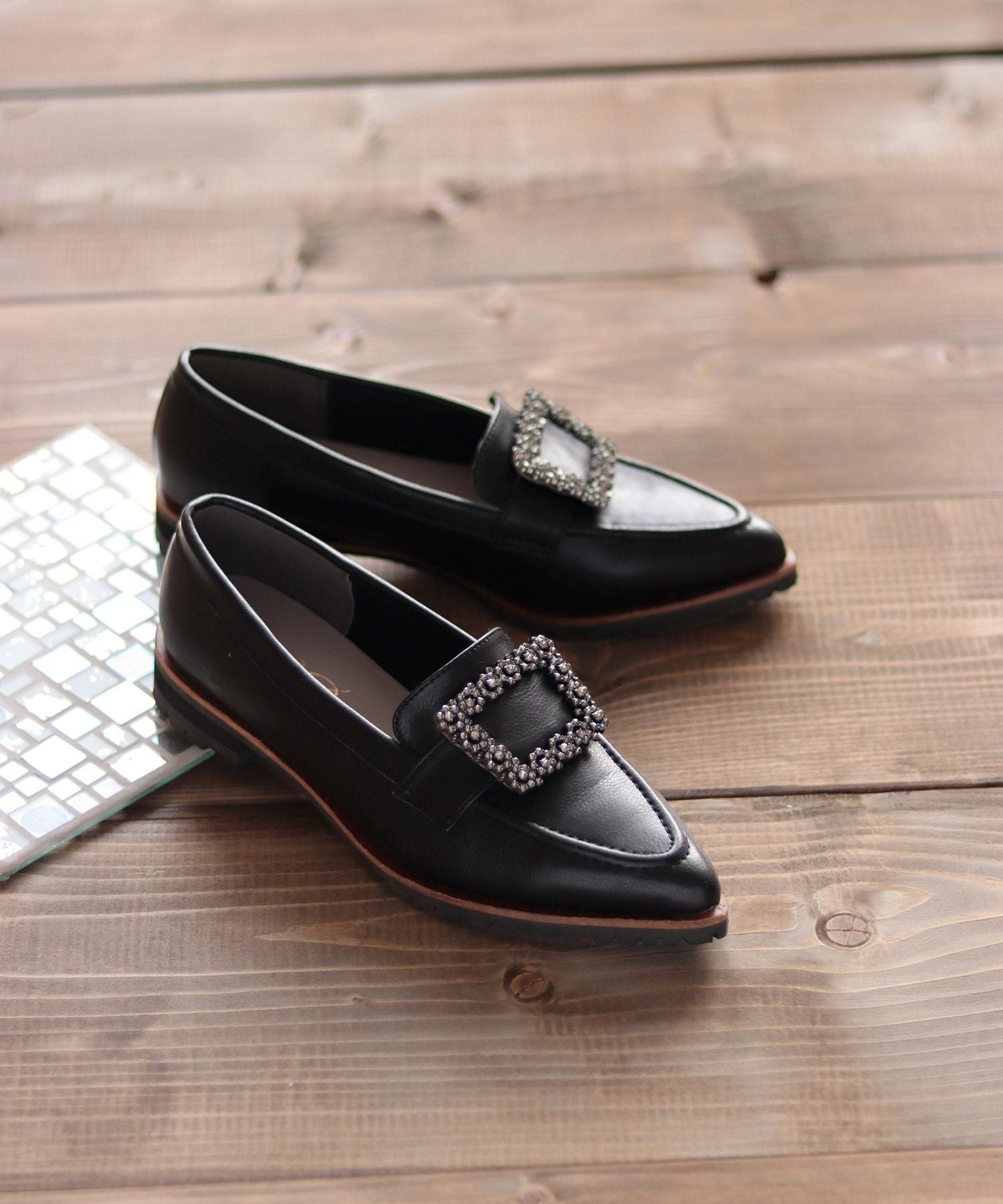 ビジューモチーフ付きトラックソールローファーパンプス【公式ショップ・ZOZOTOWN・amazon限定販売アイテム】