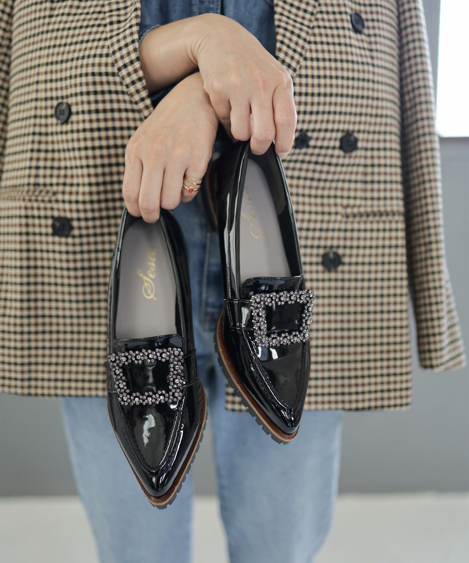 ビジューモチーフ付きトラックソールローファーパンプス【公式ショップ・ZOZOTOWN・amazon限定販売アイテム】