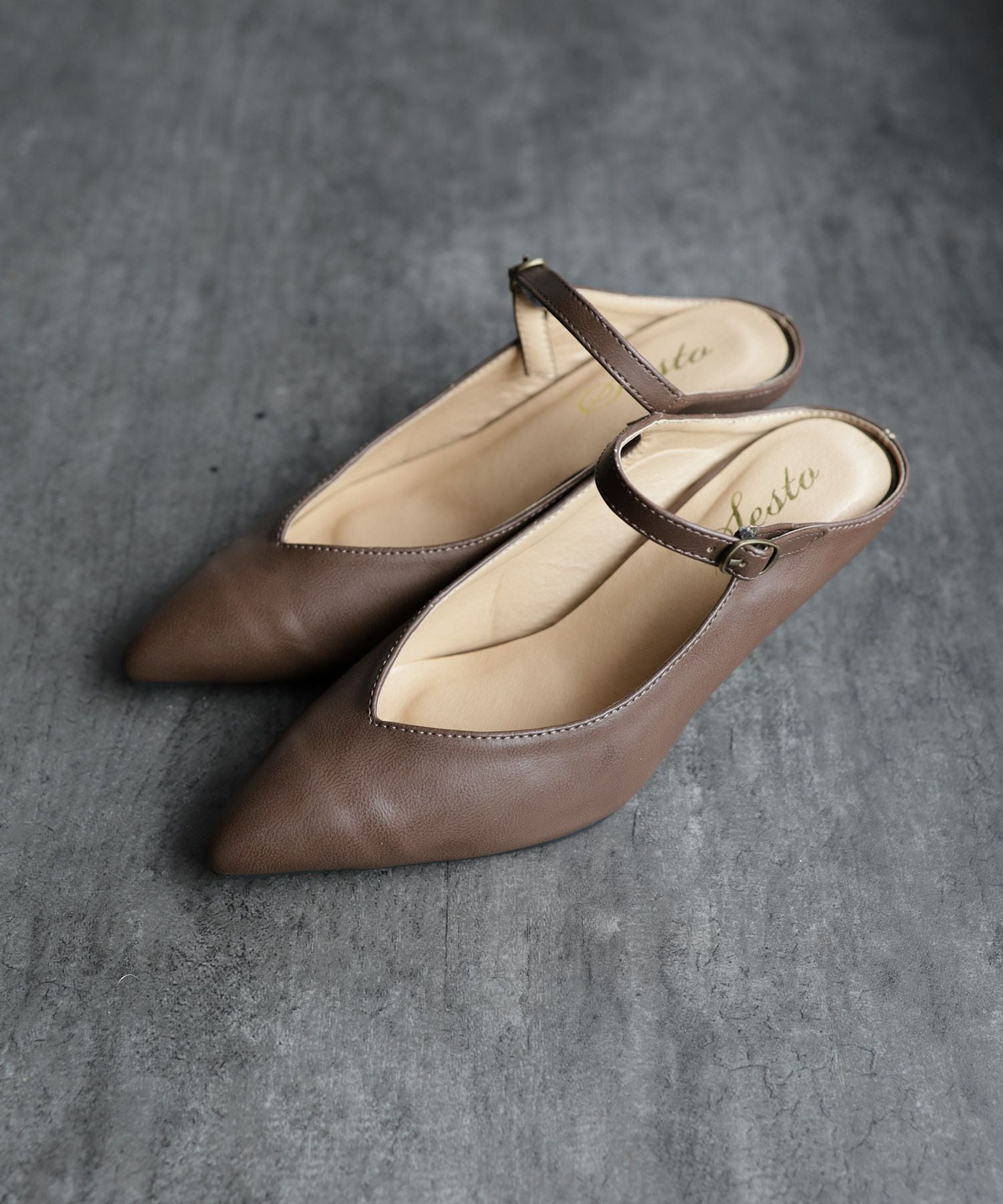 5cmヒールポインテッドトゥメリージェーンミュールサンダル Newカラー