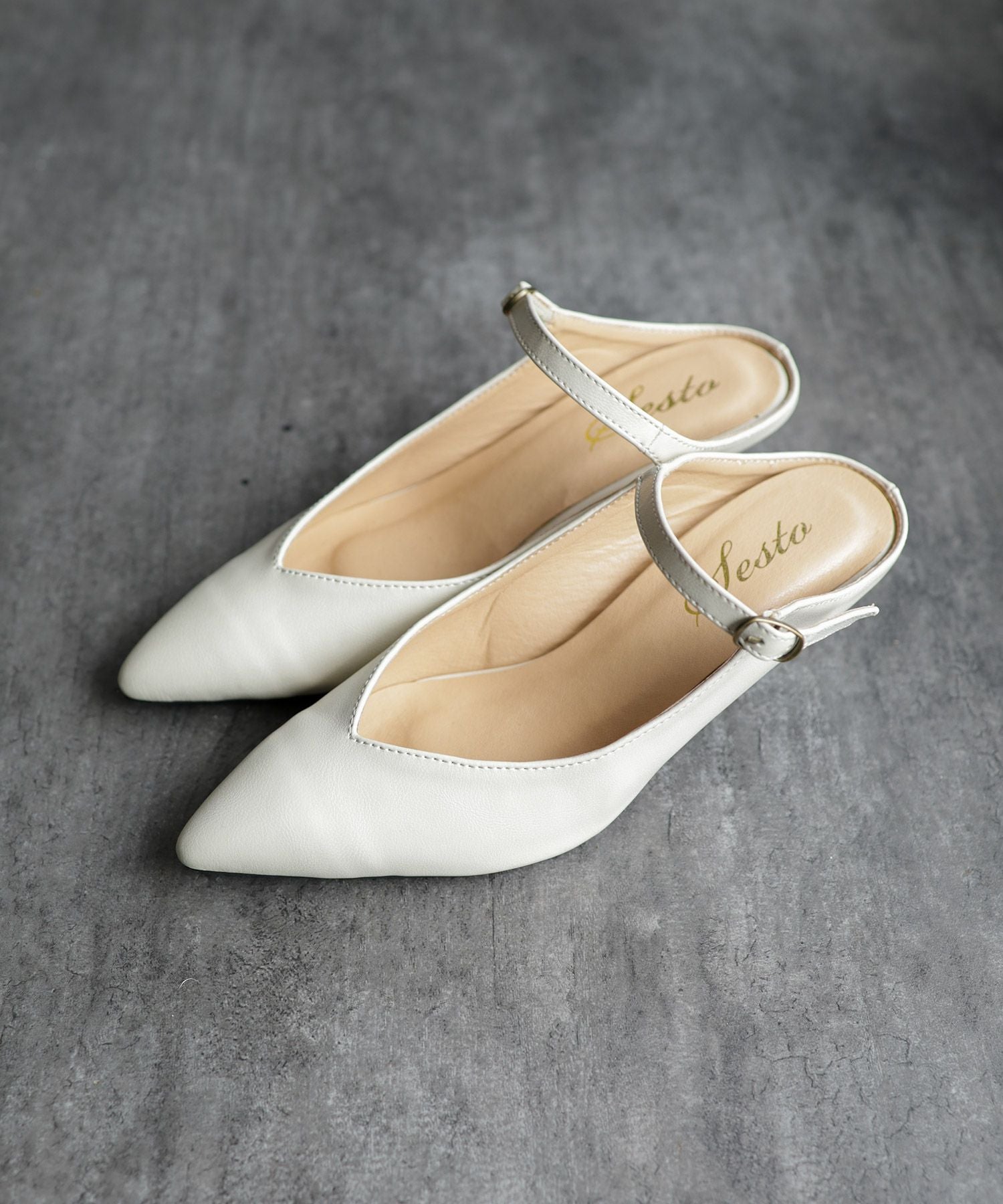 5cmヒールポインテッドトゥメリージェーンミュールサンダル Newカラー