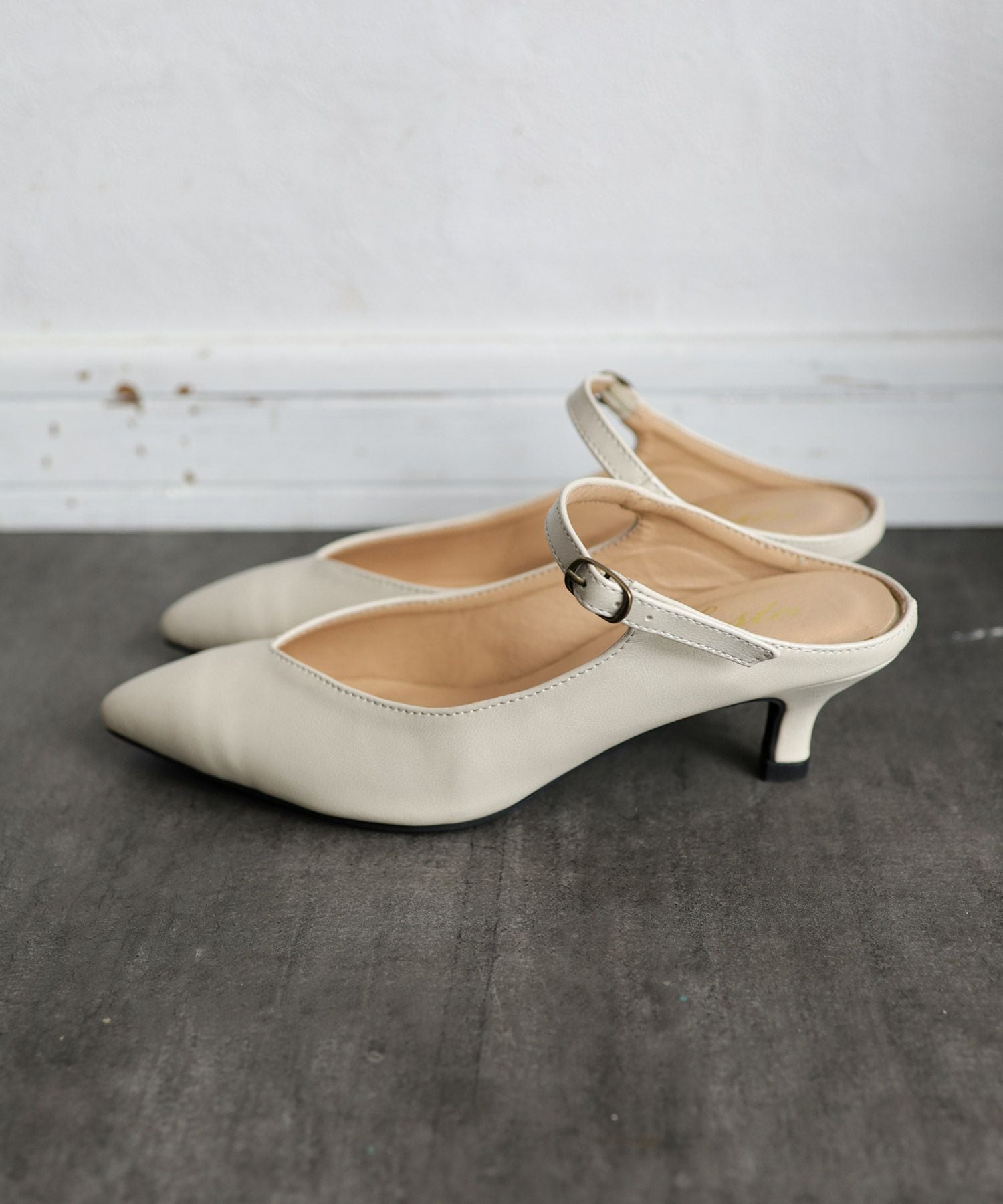 5cmヒールポインテッドトゥメリージェーンミュールサンダル Newカラー