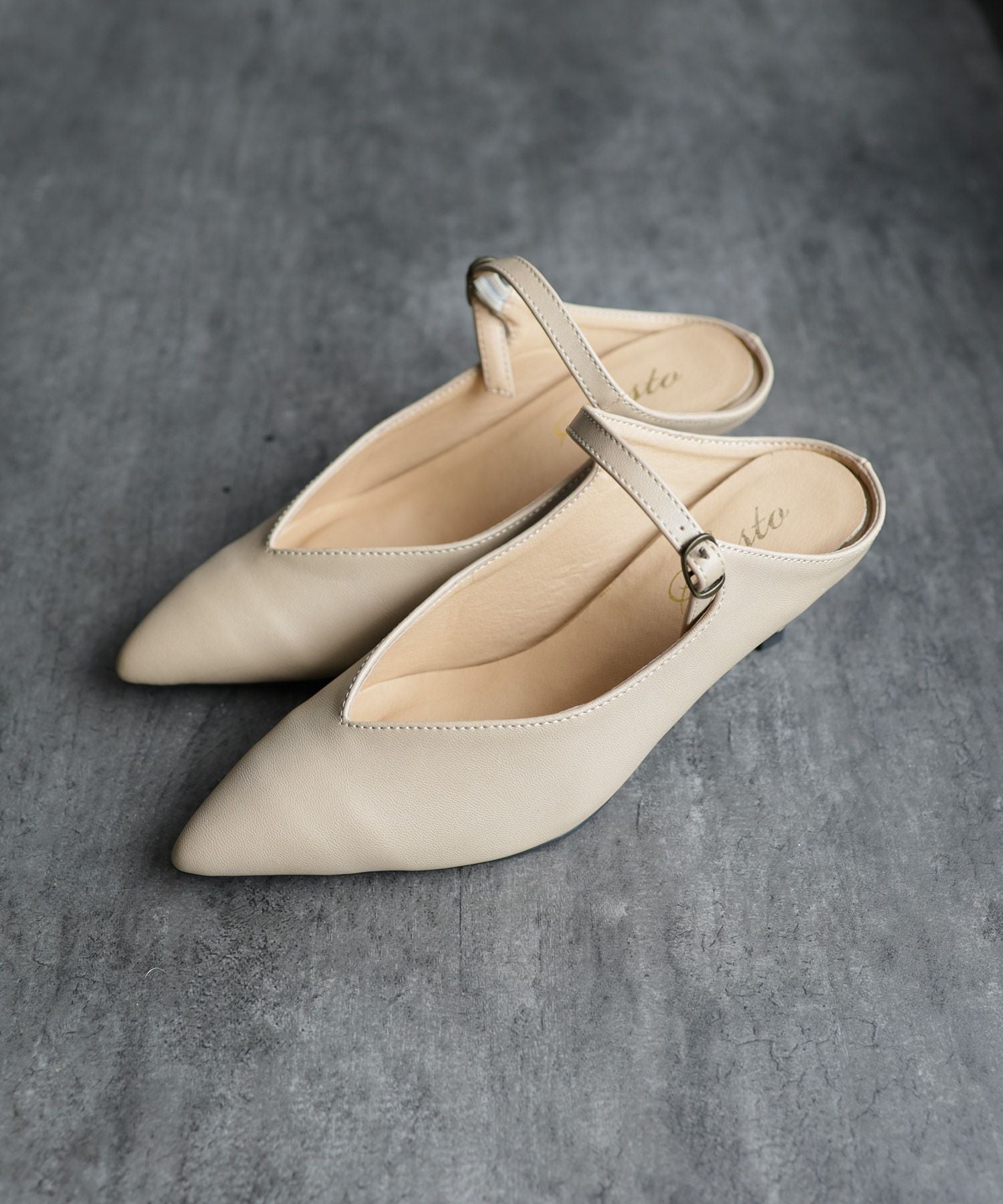 5cmヒールポインテッドトゥメリージェーンミュールサンダル Newカラー