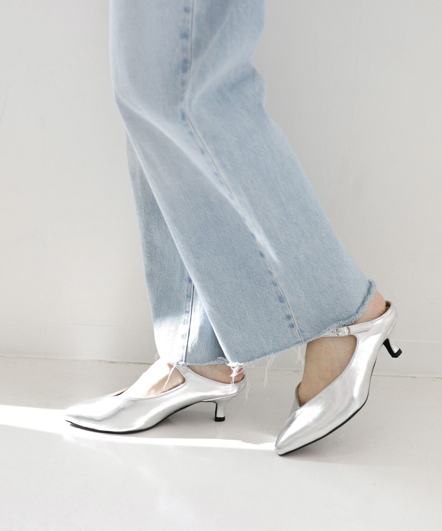 5cmヒールポインテッドトゥメリージェーンミュールサンダル Newカラー