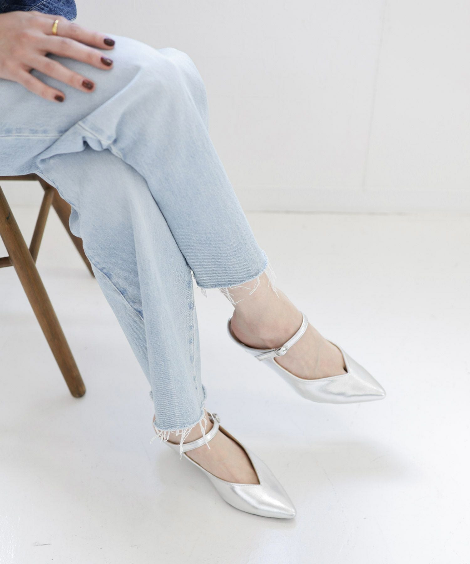 5cmヒールポインテッドトゥメリージェーンミュールサンダル Newカラー