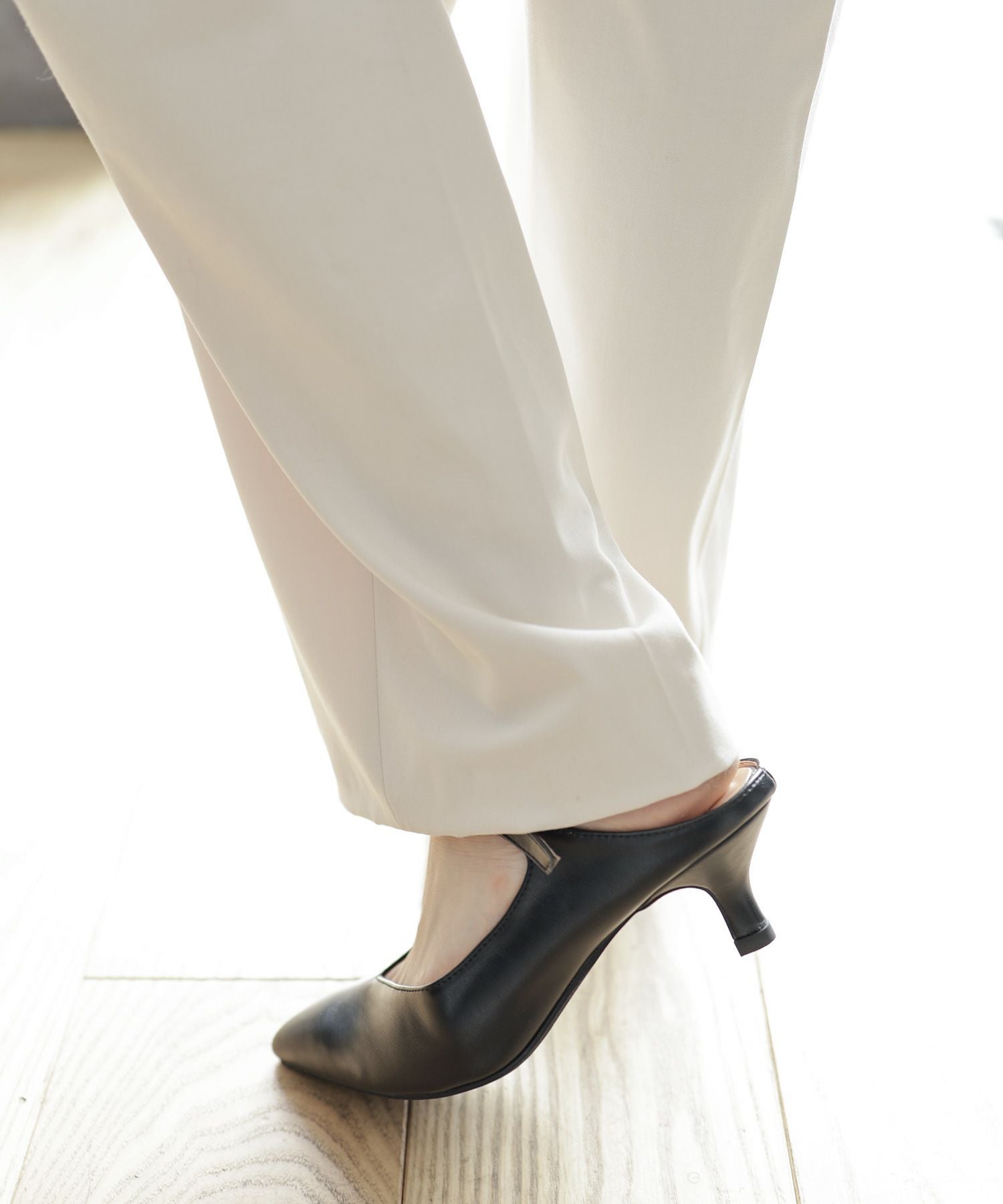 5cmヒールポインテッドトゥメリージェーンミュールサンダル Newカラー