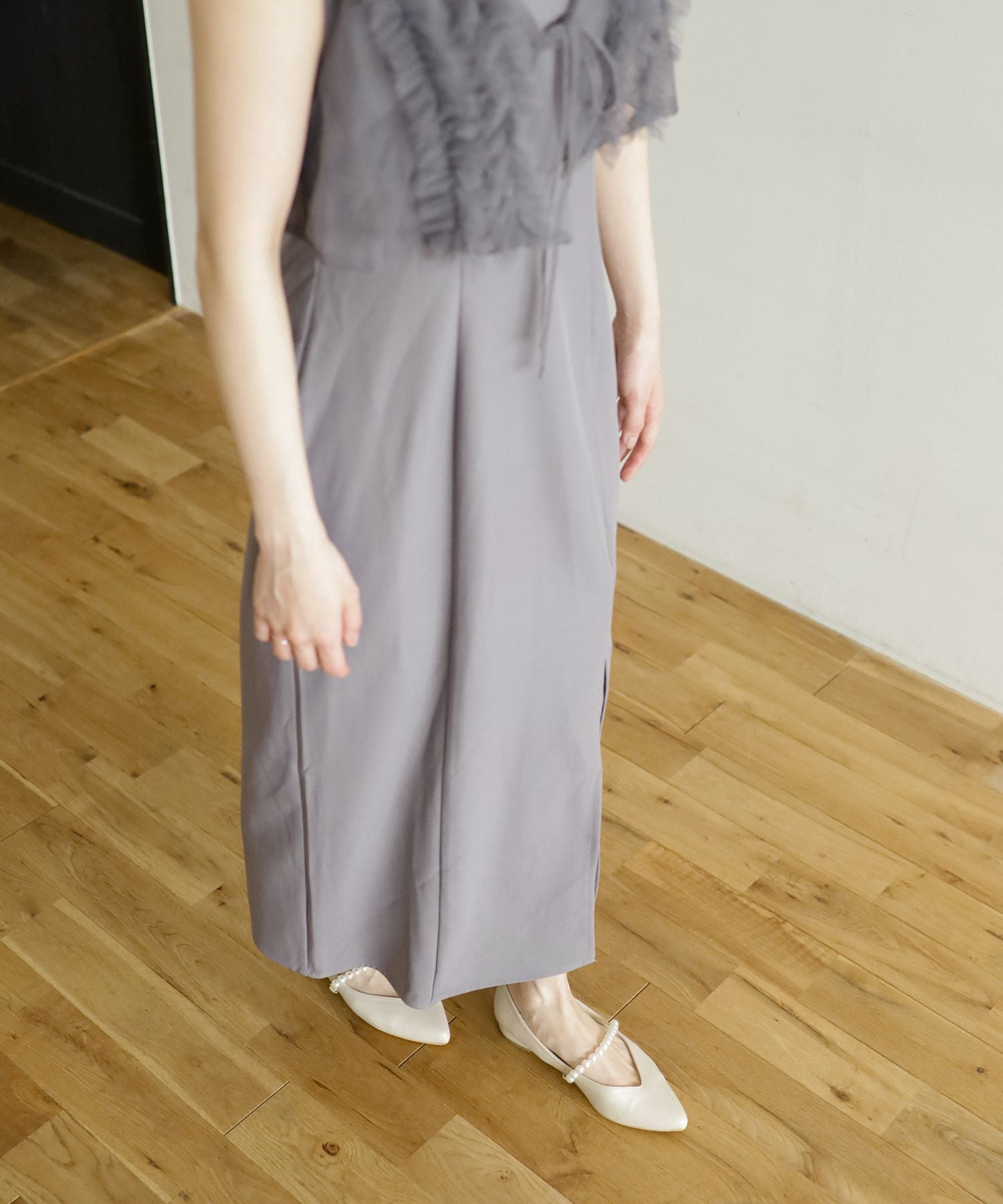 パールストラップのポインテッドトゥローヒールメリージェーンパンプス▲返品交換不可