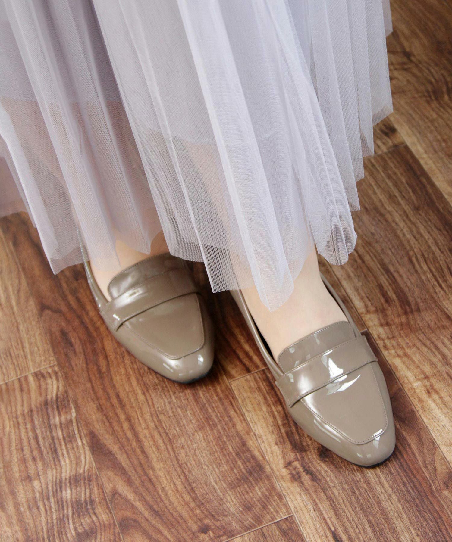 【4Ｅ幅広・大きいサイズ・晴雨兼用】スクエアトゥマニッシュローファー