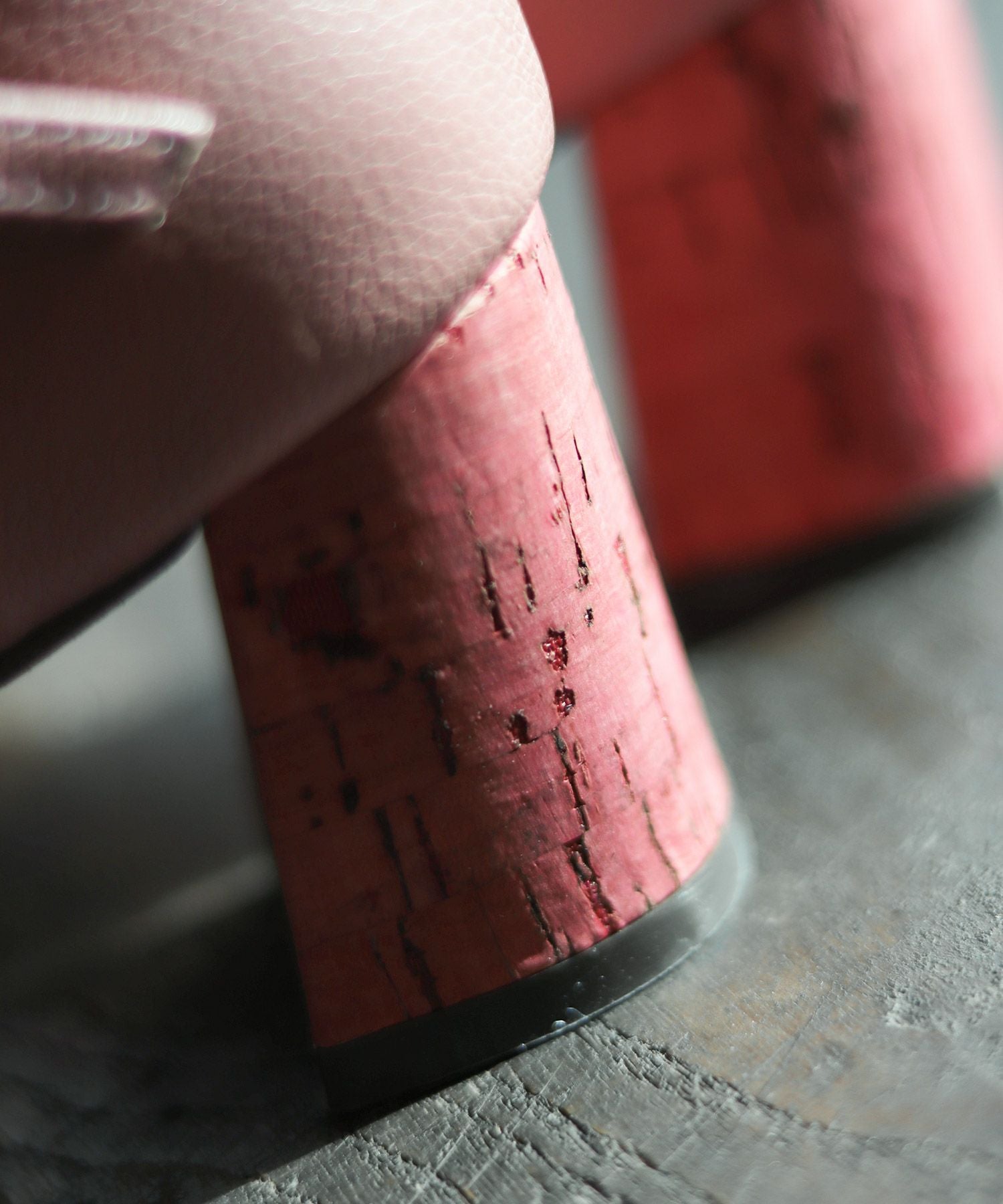 ウッド＆コルク巻きヒールのナローストラップメリージェーンサンダル▲返品交換不可