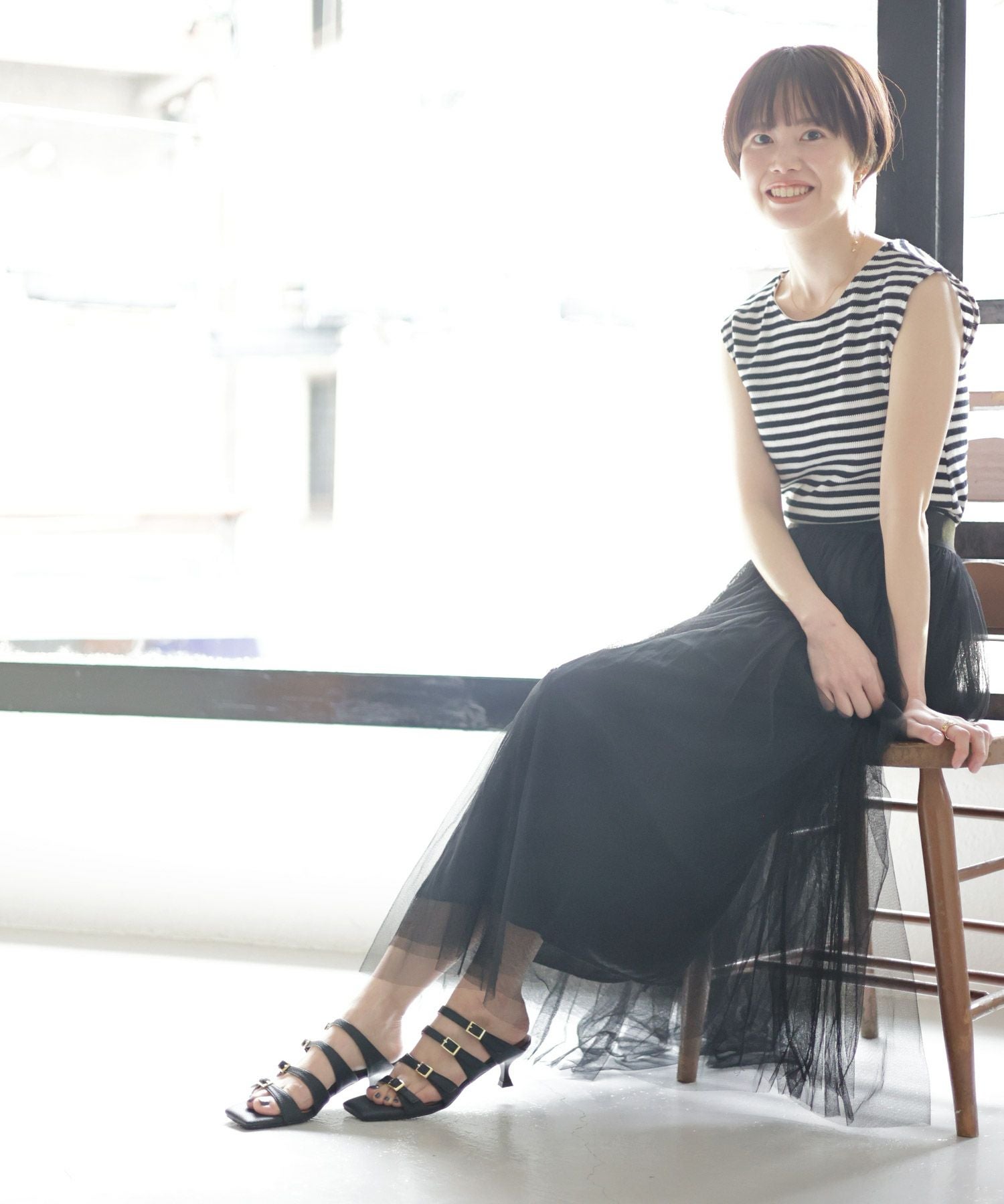 オールストラップスクエアトゥミュールサンダル▲返品交換不可