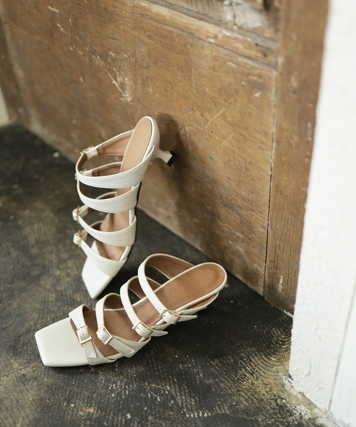 オールストラップスクエアトゥミュールサンダル▲返品交換不可