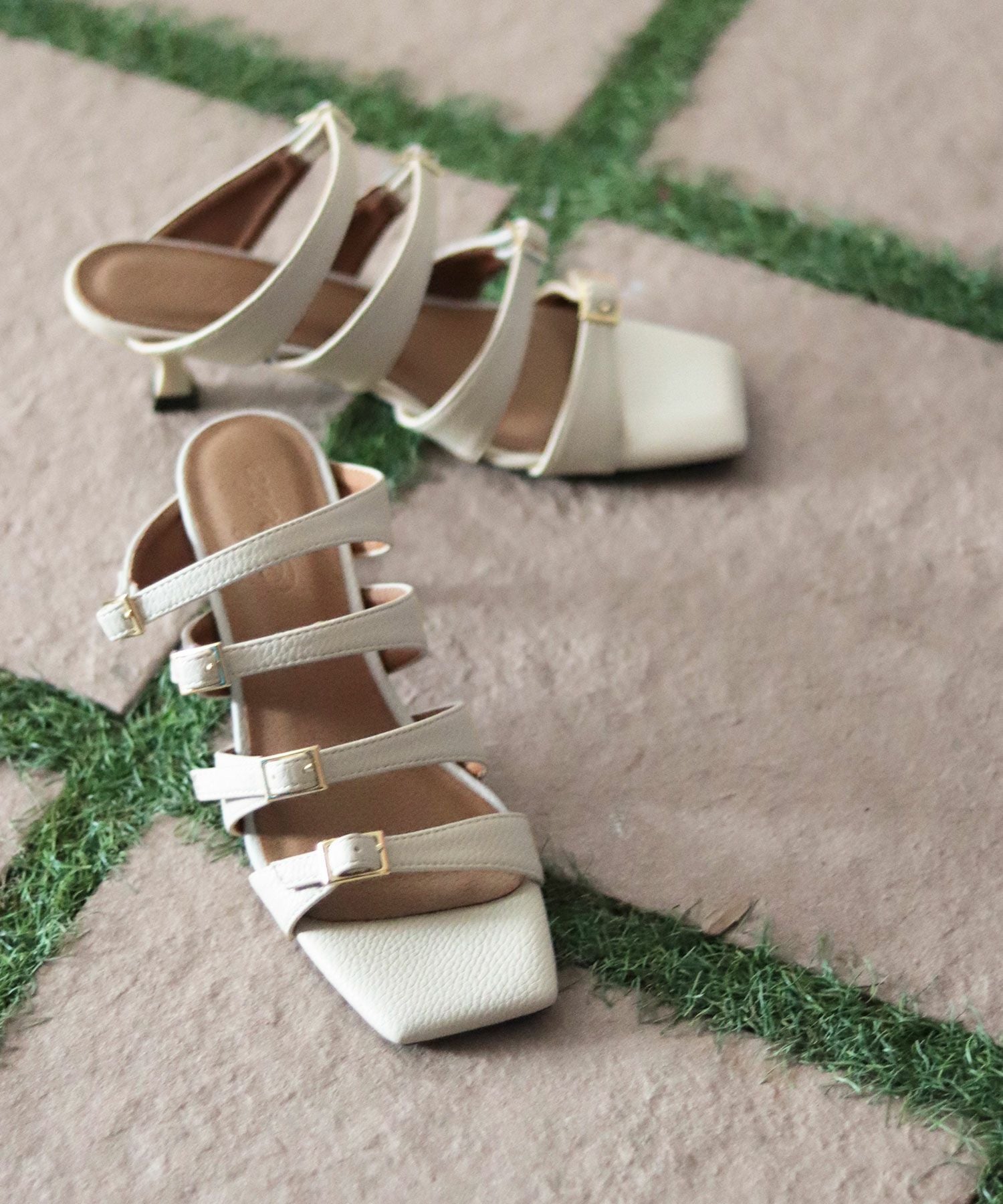 オールストラップスクエアトゥミュールサンダル▲返品交換不可