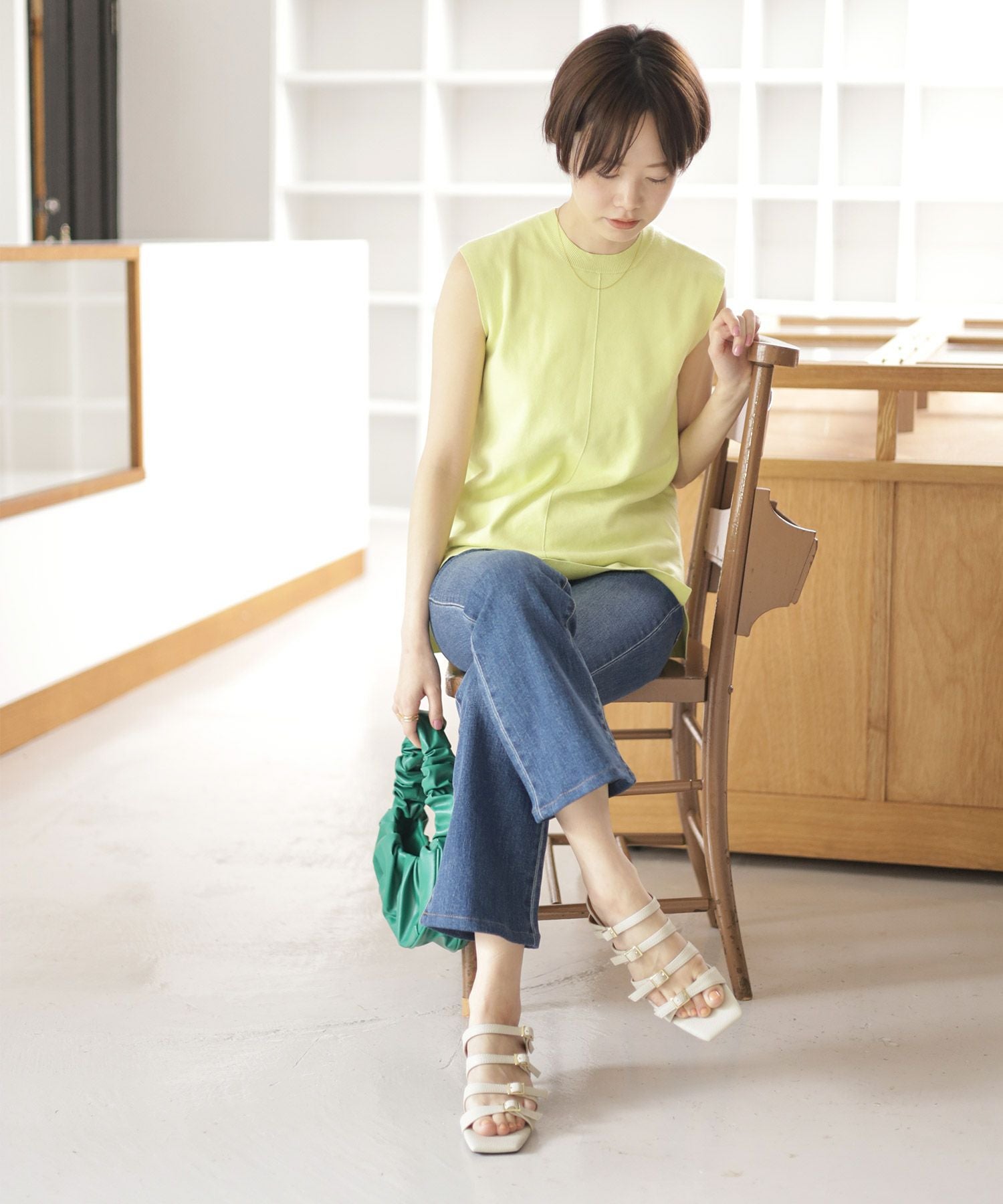 オールストラップスクエアトゥミュールサンダル▲返品交換不可