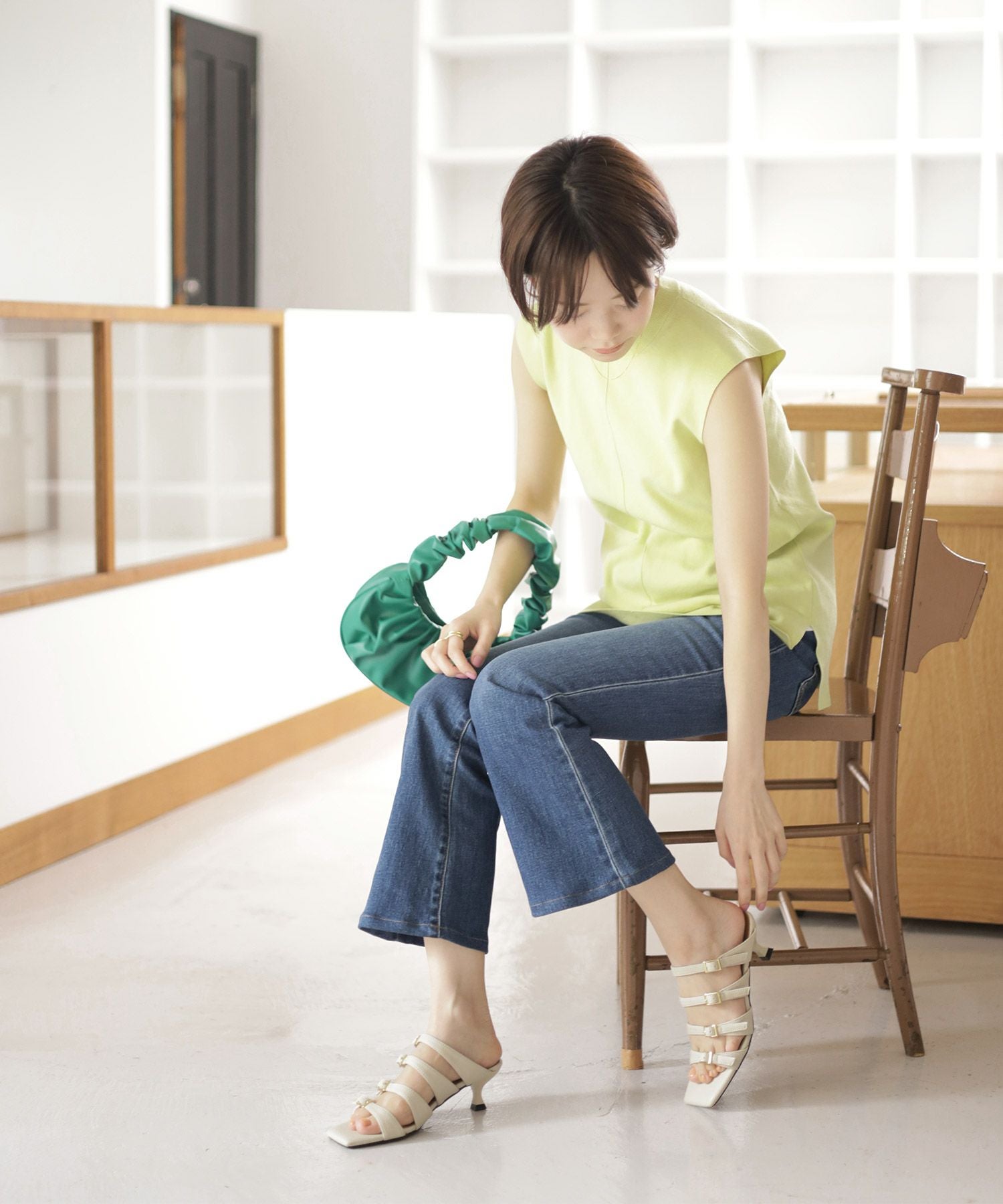 オールストラップスクエアトゥミュールサンダル▲返品交換不可