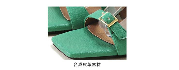 オールストラップスクエアトゥミュールサンダル▲返品交換不可