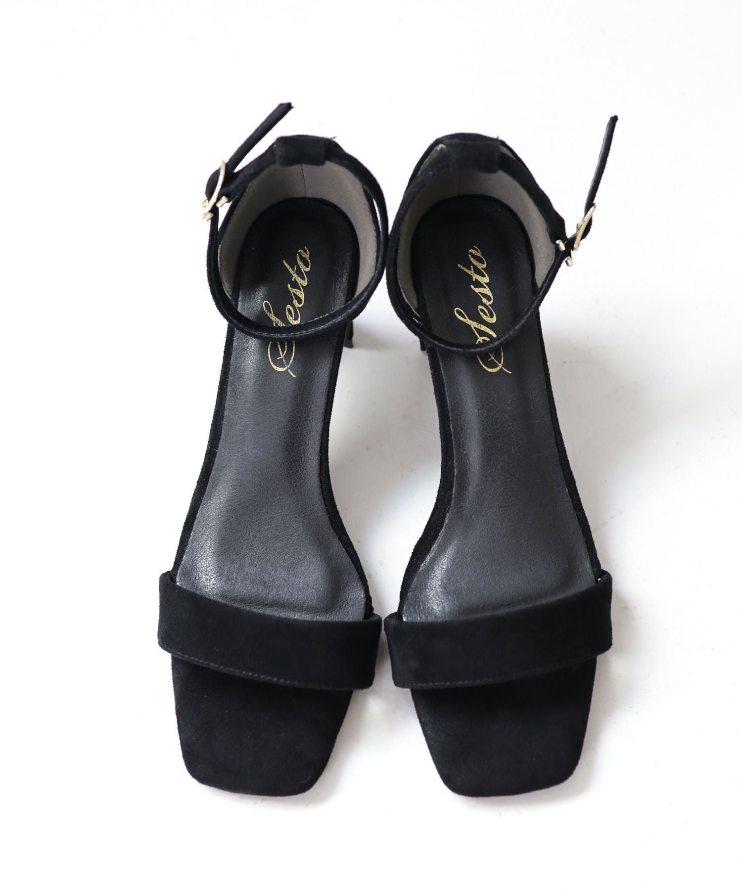 プレートヒールアンクルストラップサンダル 一部3月末頃入荷予定