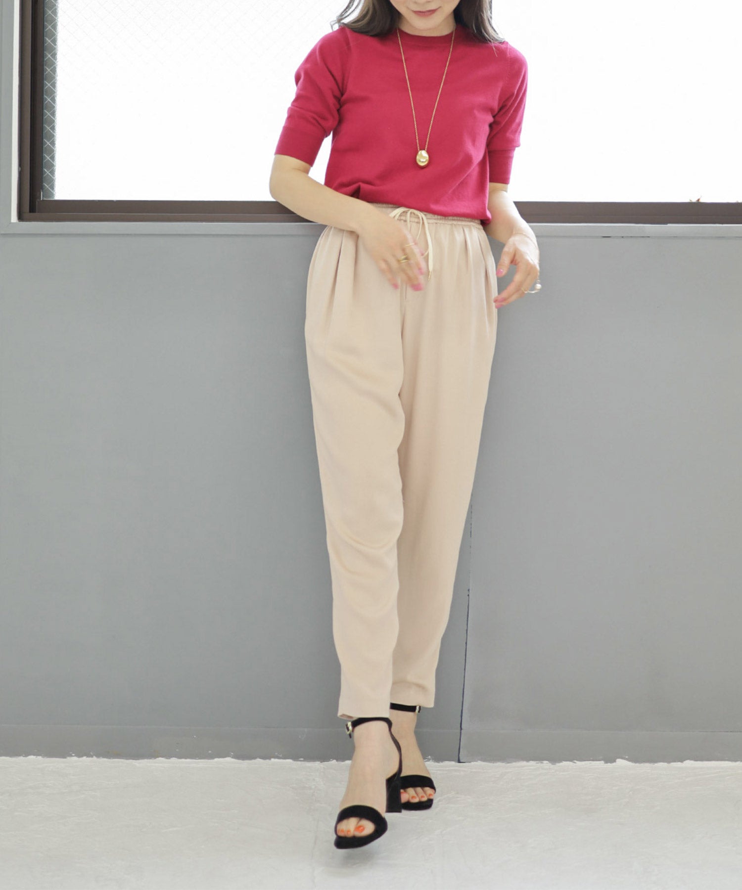 プレートヒールアンクルストラップサンダル