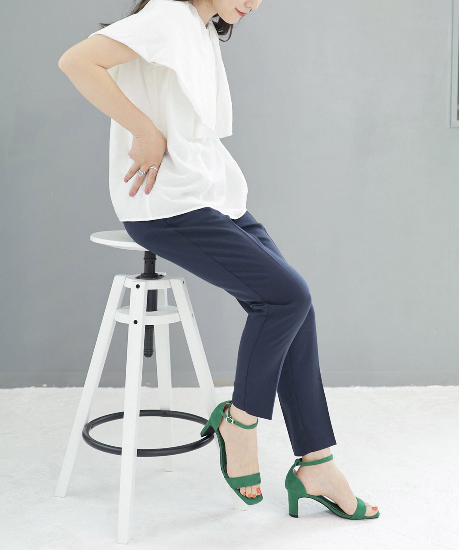 プレートヒールアンクルストラップサンダル