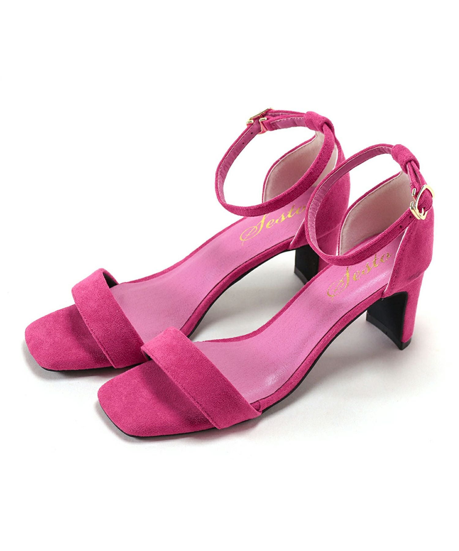 プレートヒールアンクルストラップサンダル 一部3月末頃入荷予定