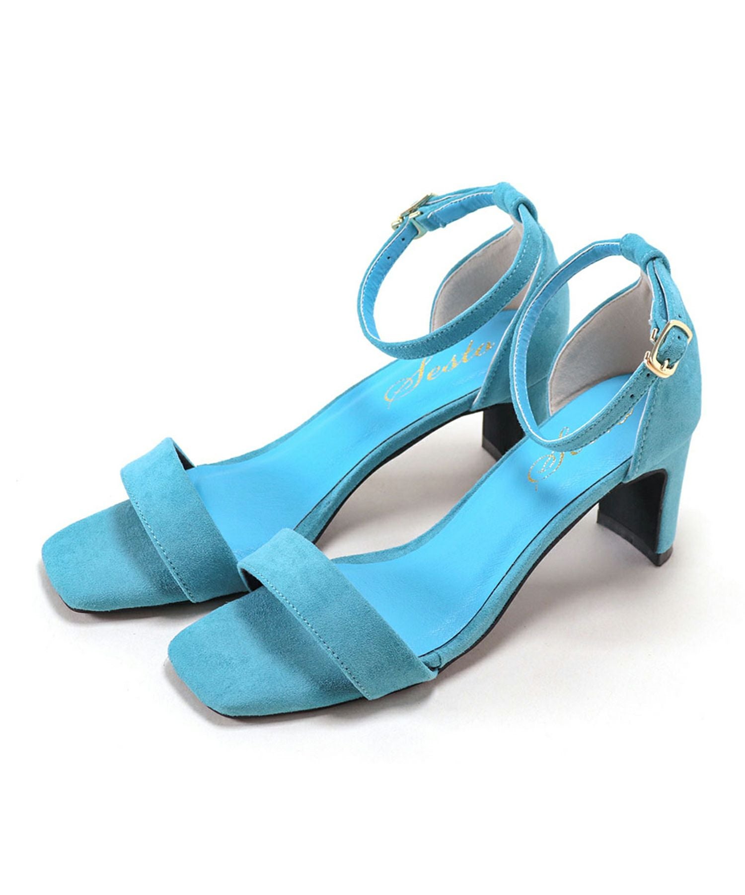 プレートヒールアンクルストラップサンダル 一部3月末頃入荷予定