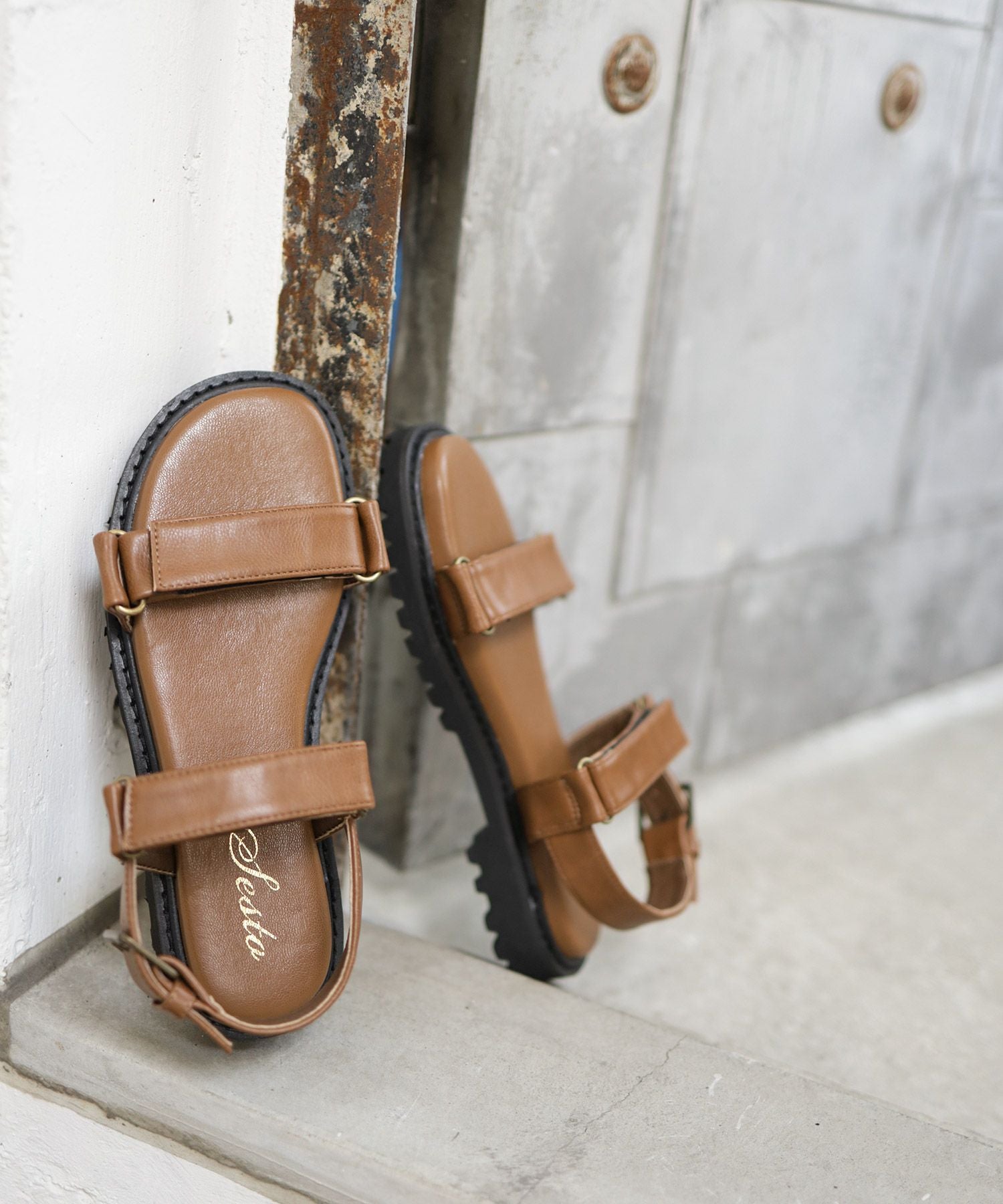 厚底タンクソールの高密度クッションインソールダブルストラップサンダル▲返品交換不可