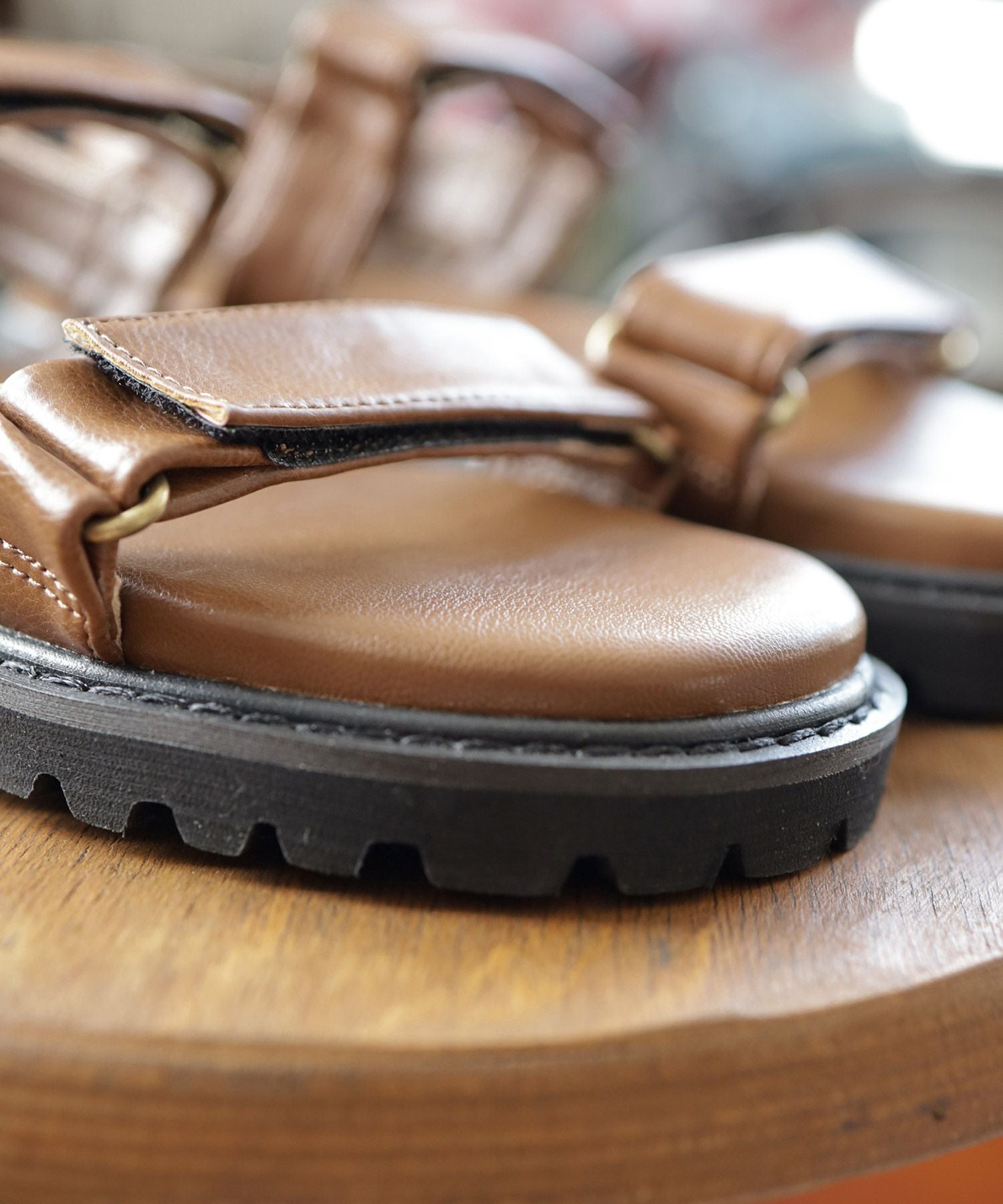 厚底タンクソールの高密度クッションインソールダブルストラップサンダル▲返品交換不可