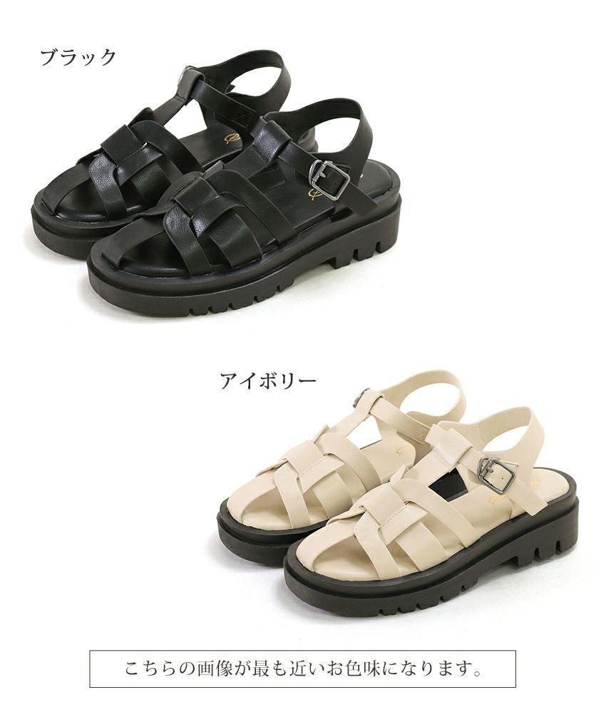 厚底ボリュームソールグルカサンダル▲返品交換不可