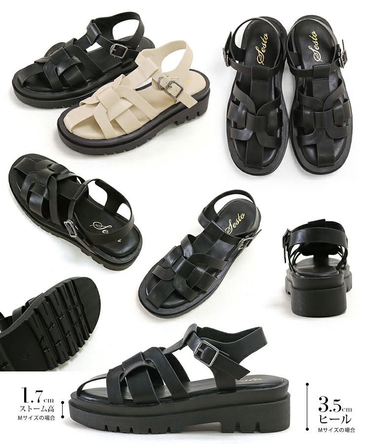 厚底ボリュームソールグルカサンダル▲返品交換不可