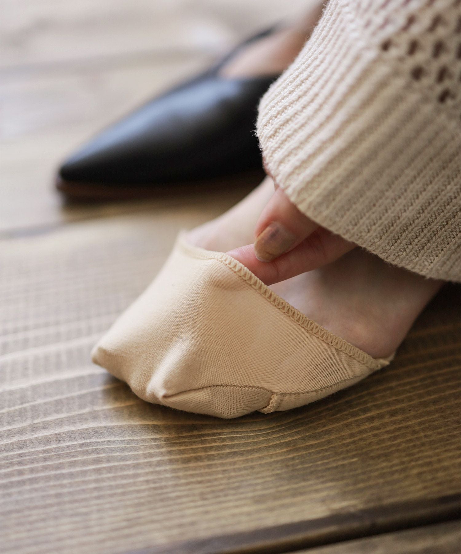 足裏滑り止め付き！つま先カバークッションソックス【返品・交換不可】【10セットまでゆうパケット可】