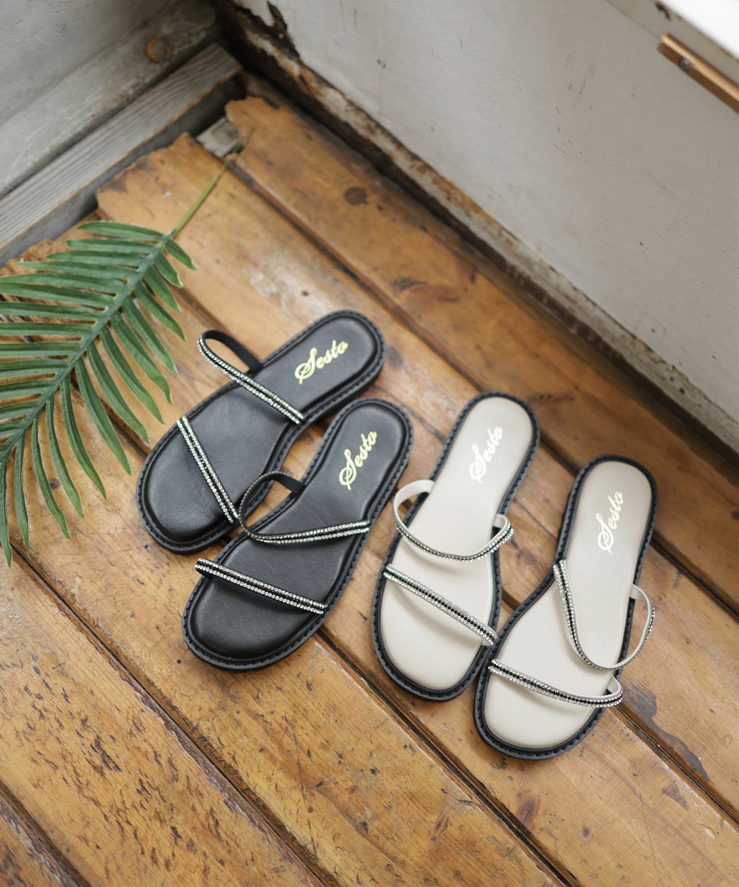 ビジューストラップのトラックソール厚底サンダル▲返品交換不可