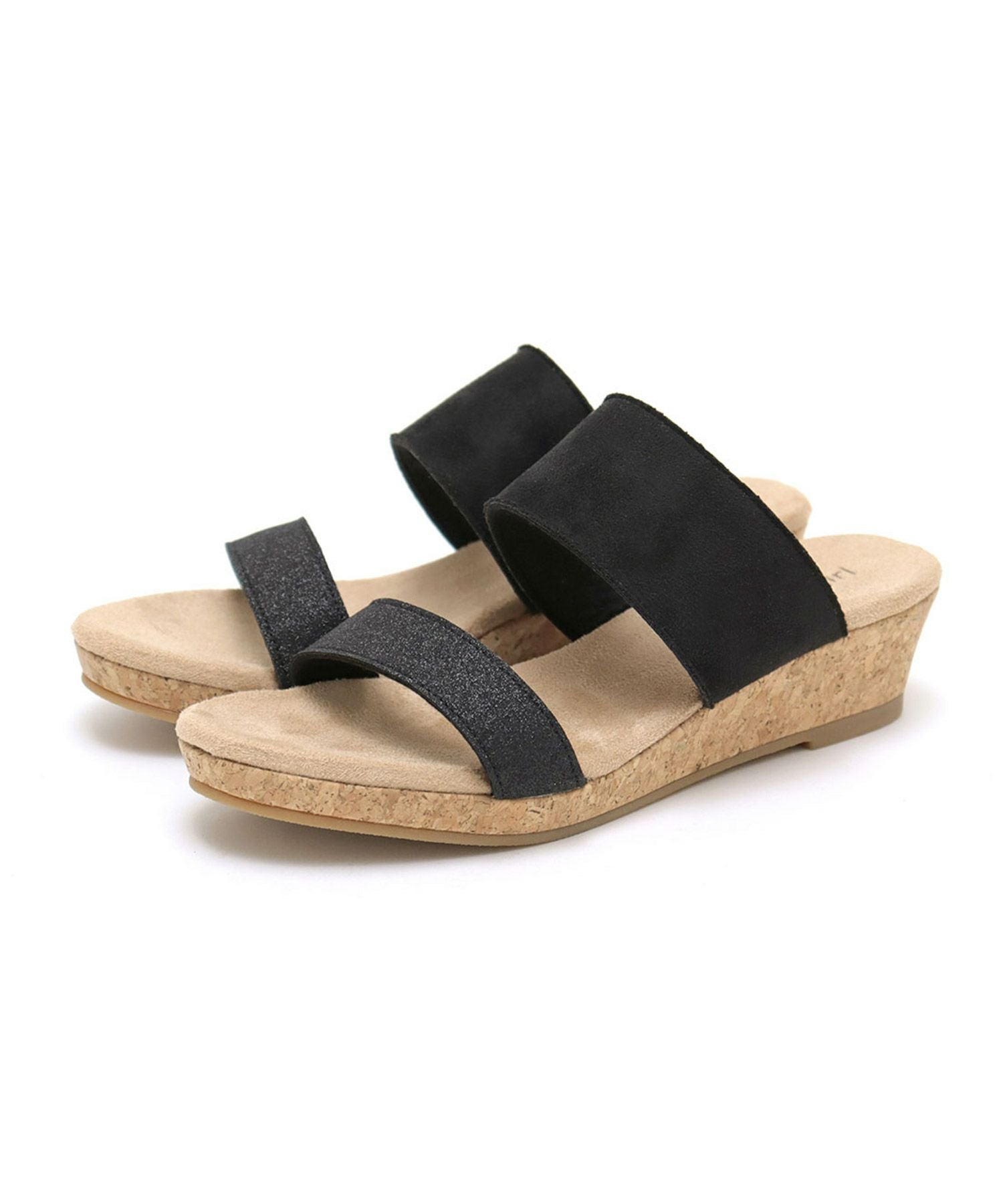 【4E幅広・大きいサイズ】ウェッジソールラメサンダル ▲返品交換不可