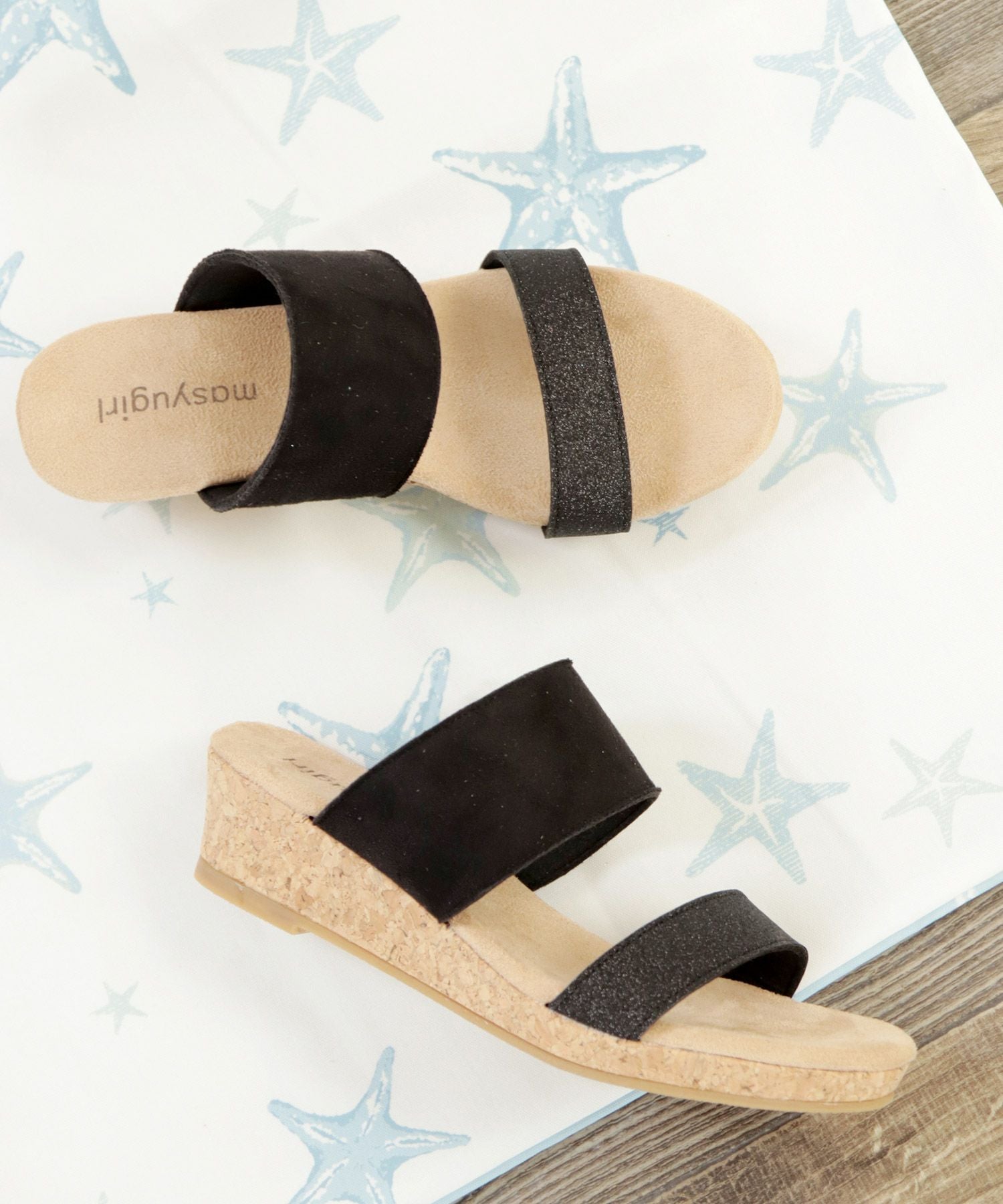 【4E幅広・大きいサイズ】ウェッジソールラメサンダル ▲返品交換不可