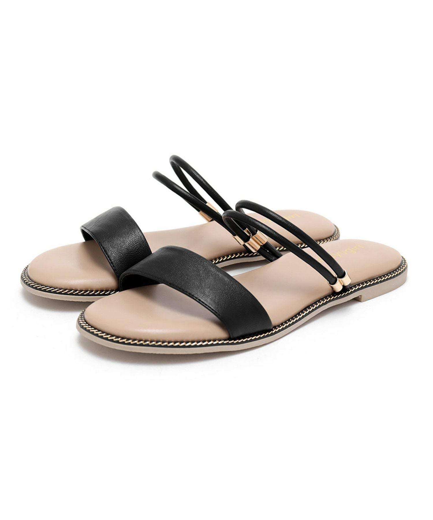 【4E幅広・大きいサイズ】ストラップフラットサンダル ▲返品不可