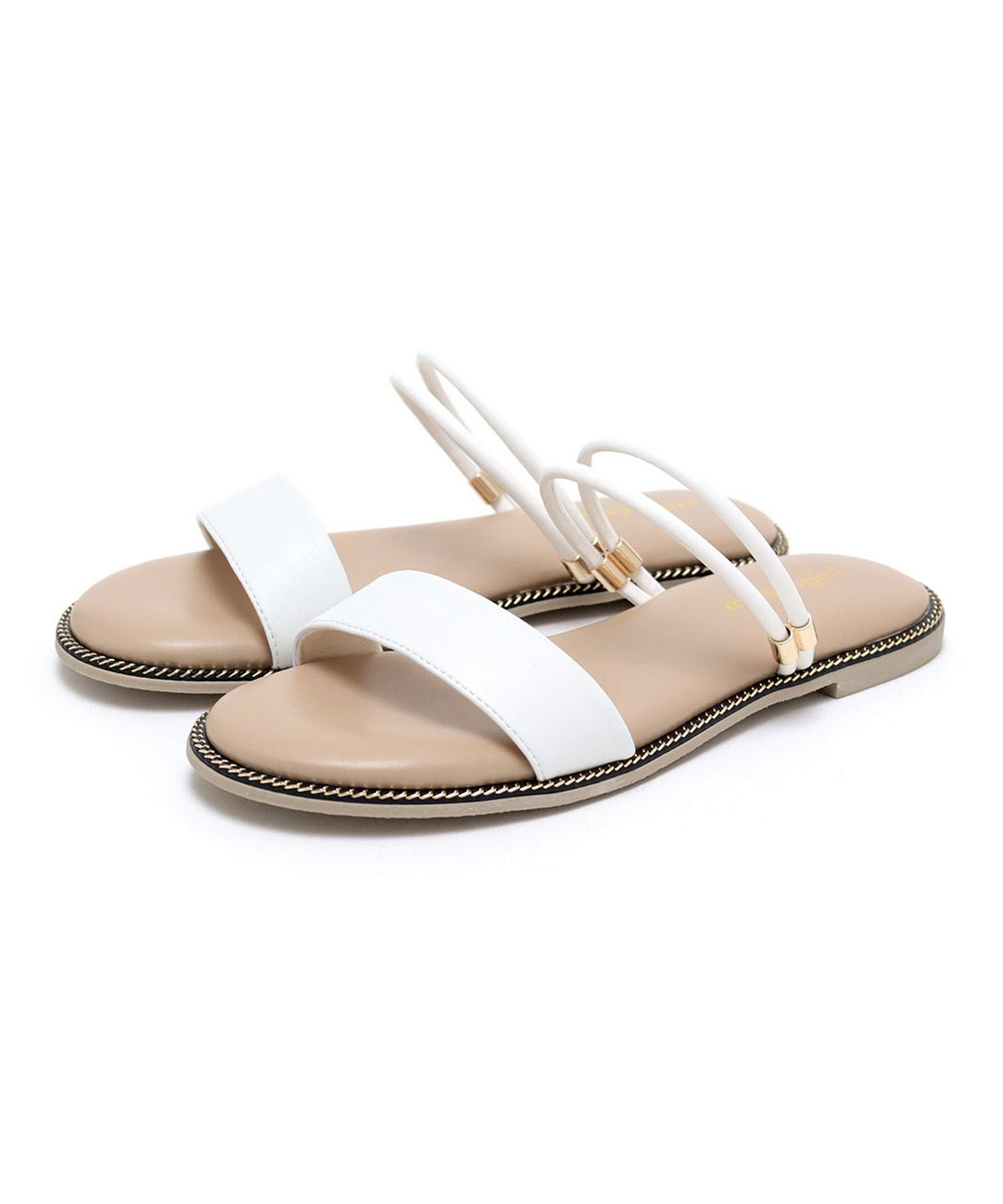 【4E幅広・大きいサイズ】ストラップフラットサンダル ▲返品不可