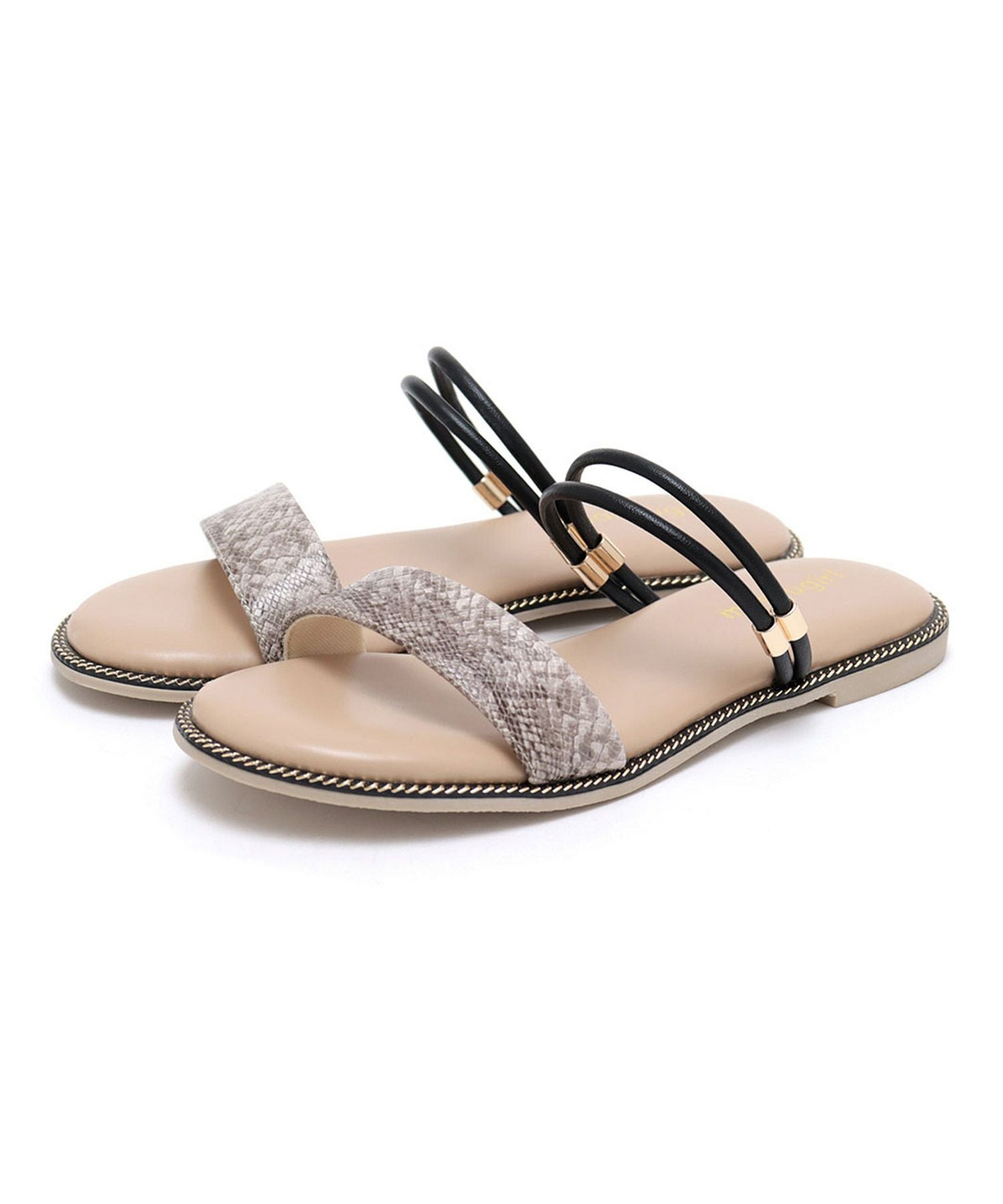 【4E幅広・大きいサイズ】ストラップフラットサンダル ▲返品不可